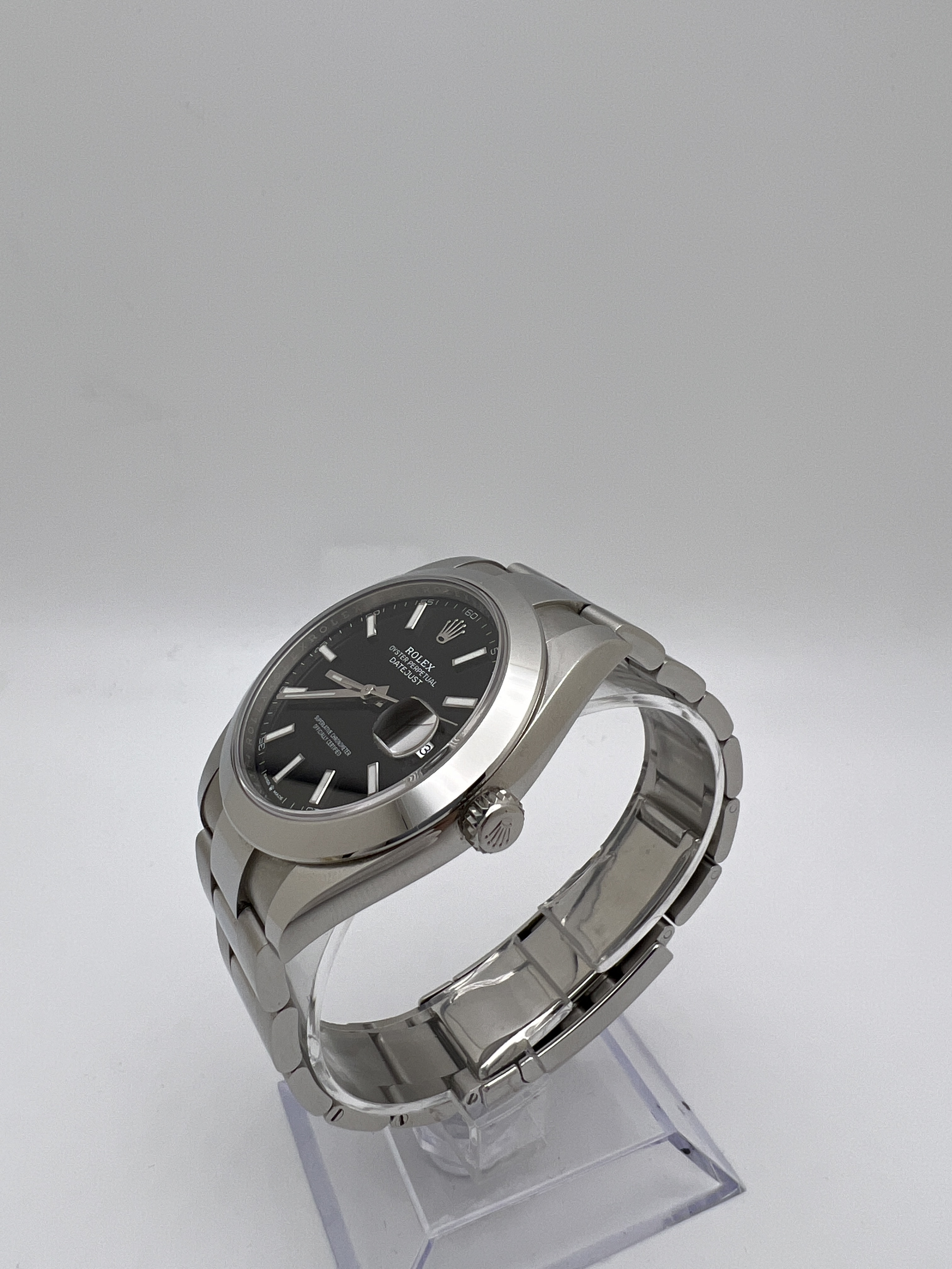 Rolex Datejust 41 Steel Black Index Dial Smooth Oyster