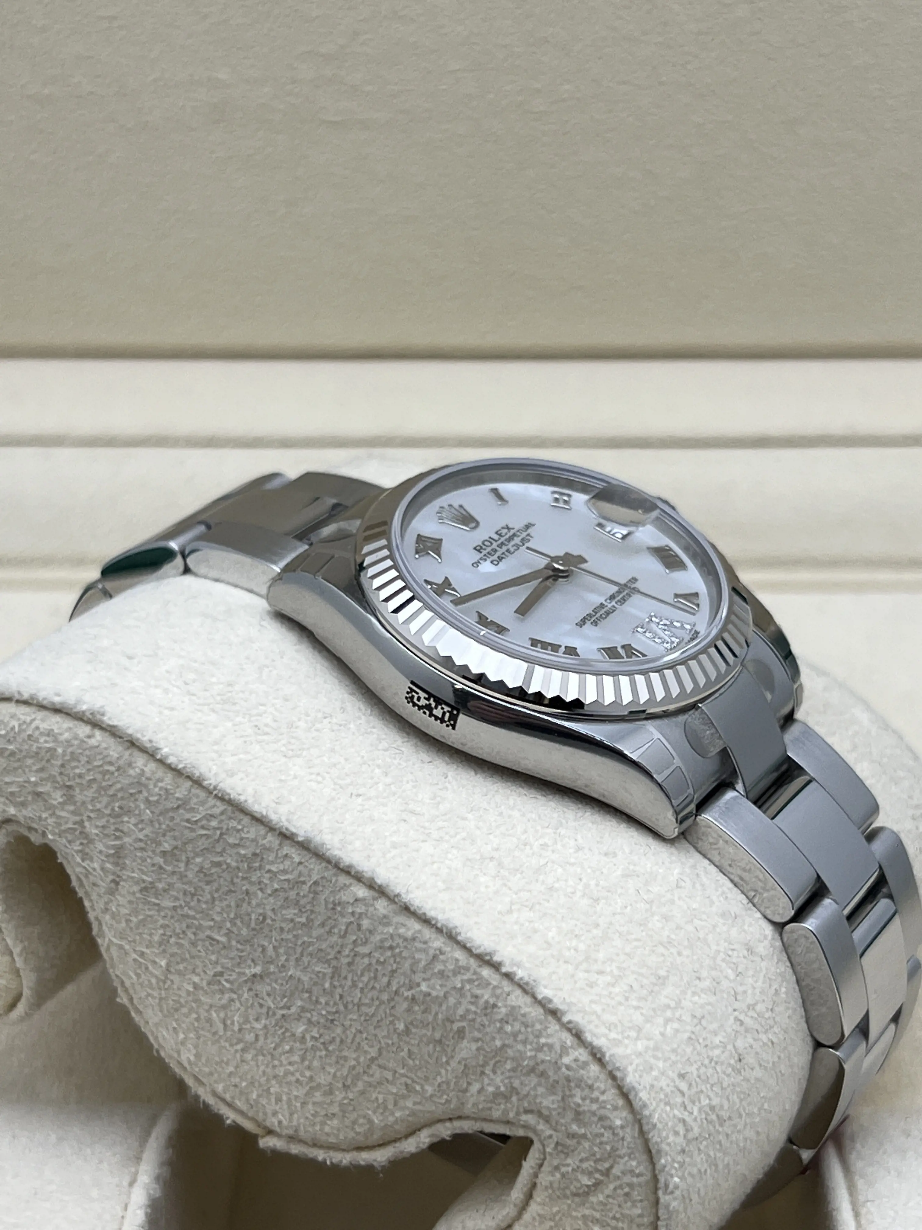 NOS Stickered Rolex Datejust 31 178274 MOP Silver VI Diamond Dial