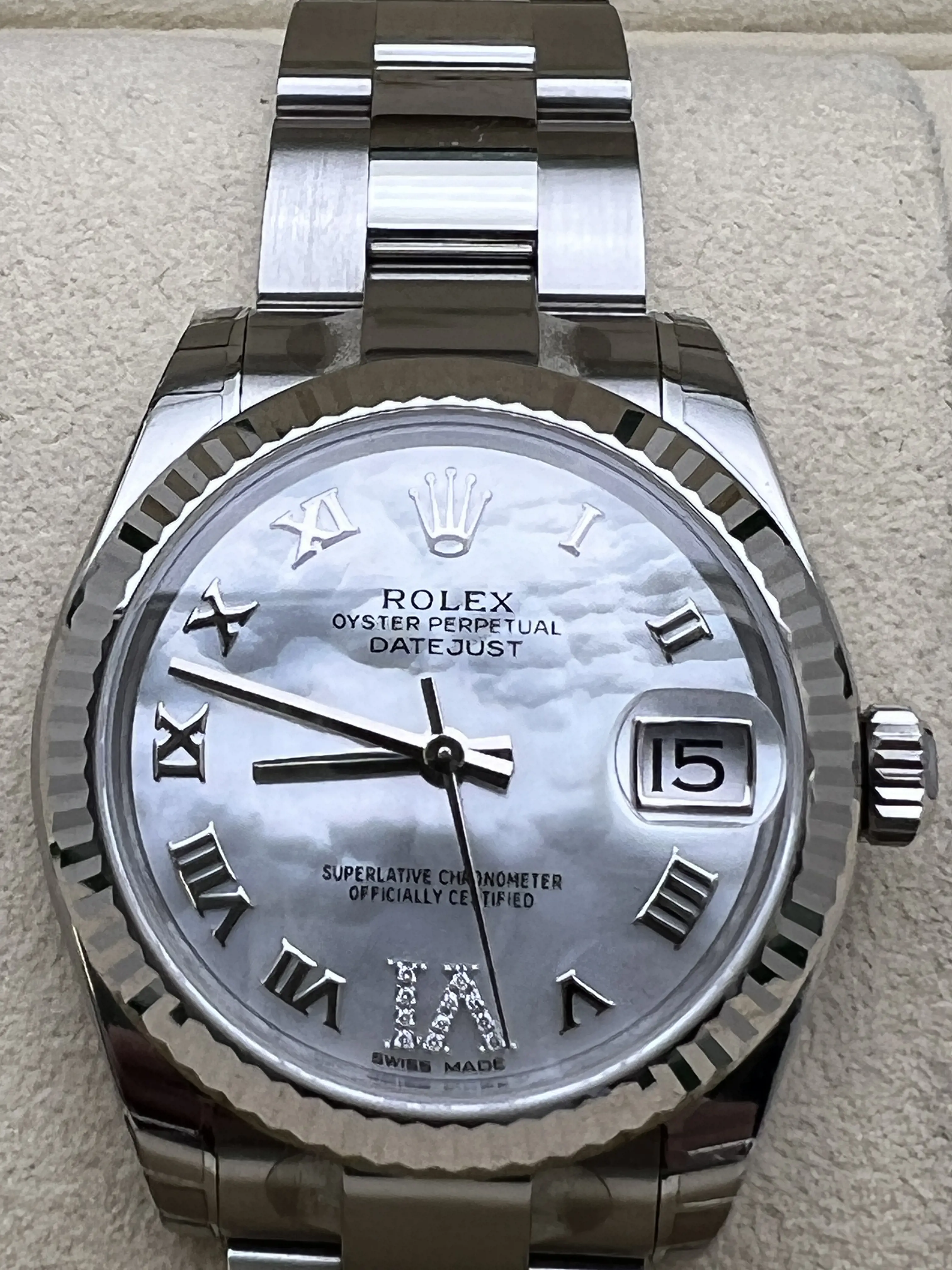 ♡ ℜ Rolex Datejust 31mm Stainless Steel Blue Flower Diamond Dial
