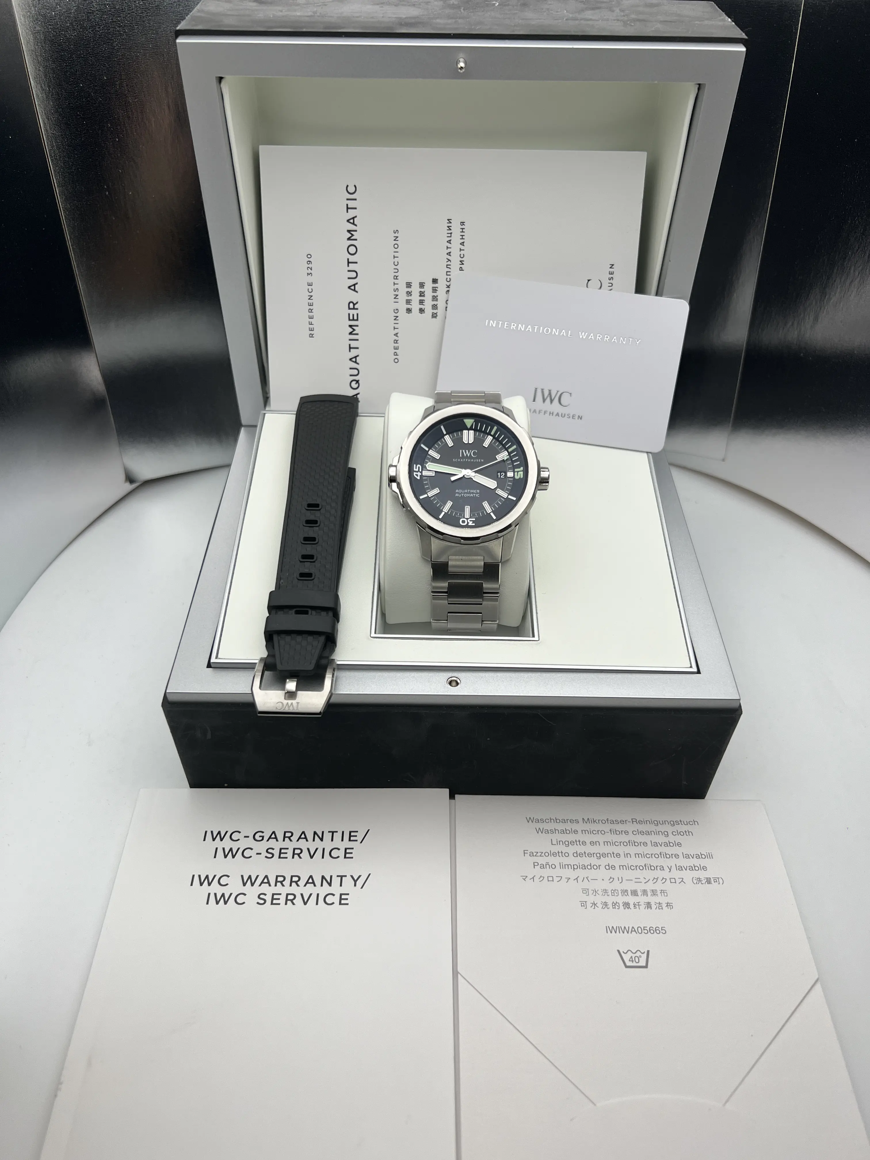 IWC Aquatimer Black Dial 42mm Steel Men's Diver Watch Bonus
