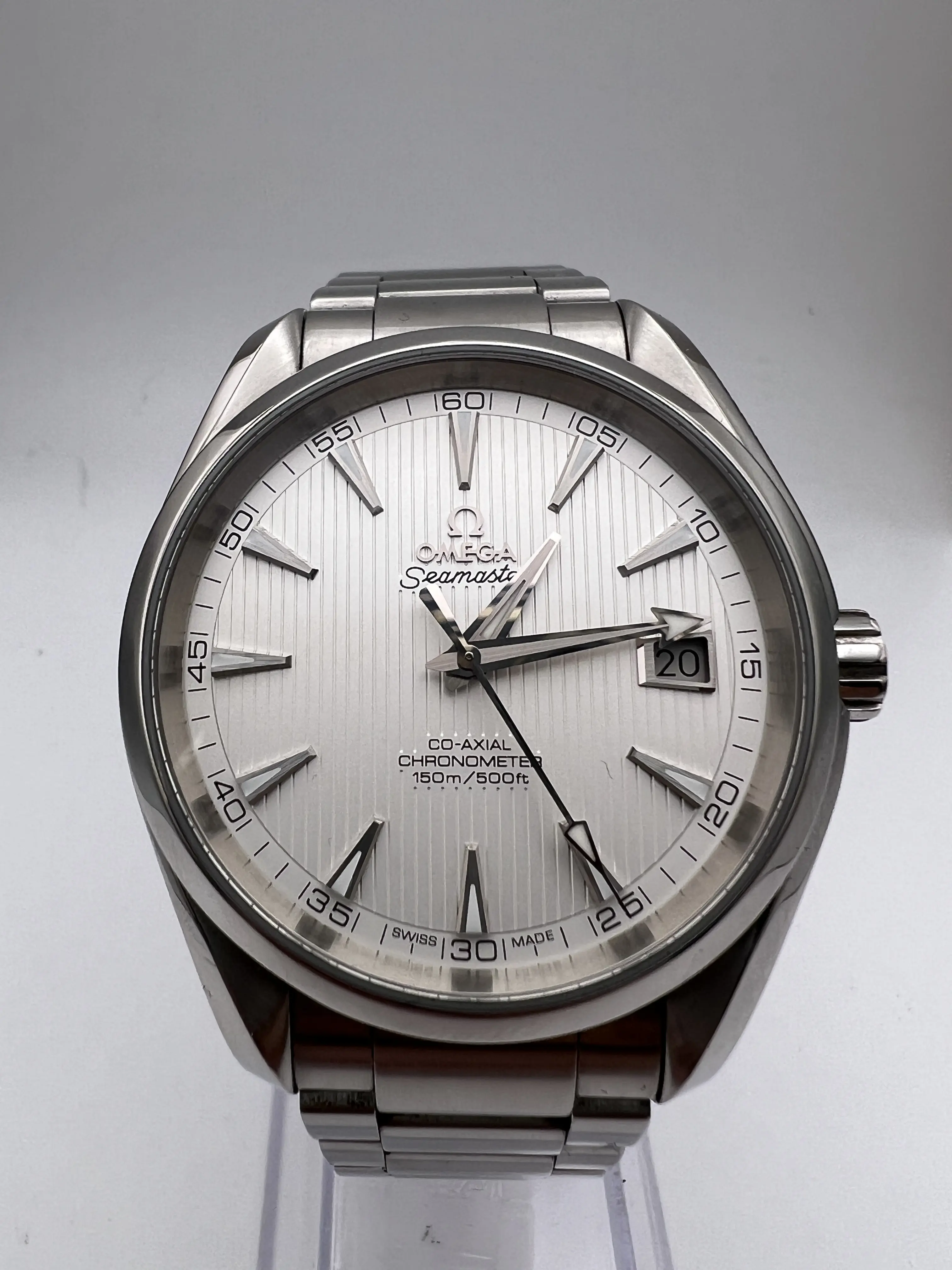 mm omega watches co axial chronometer Omega Seamaster Aqua Terra Silver Teak Dial