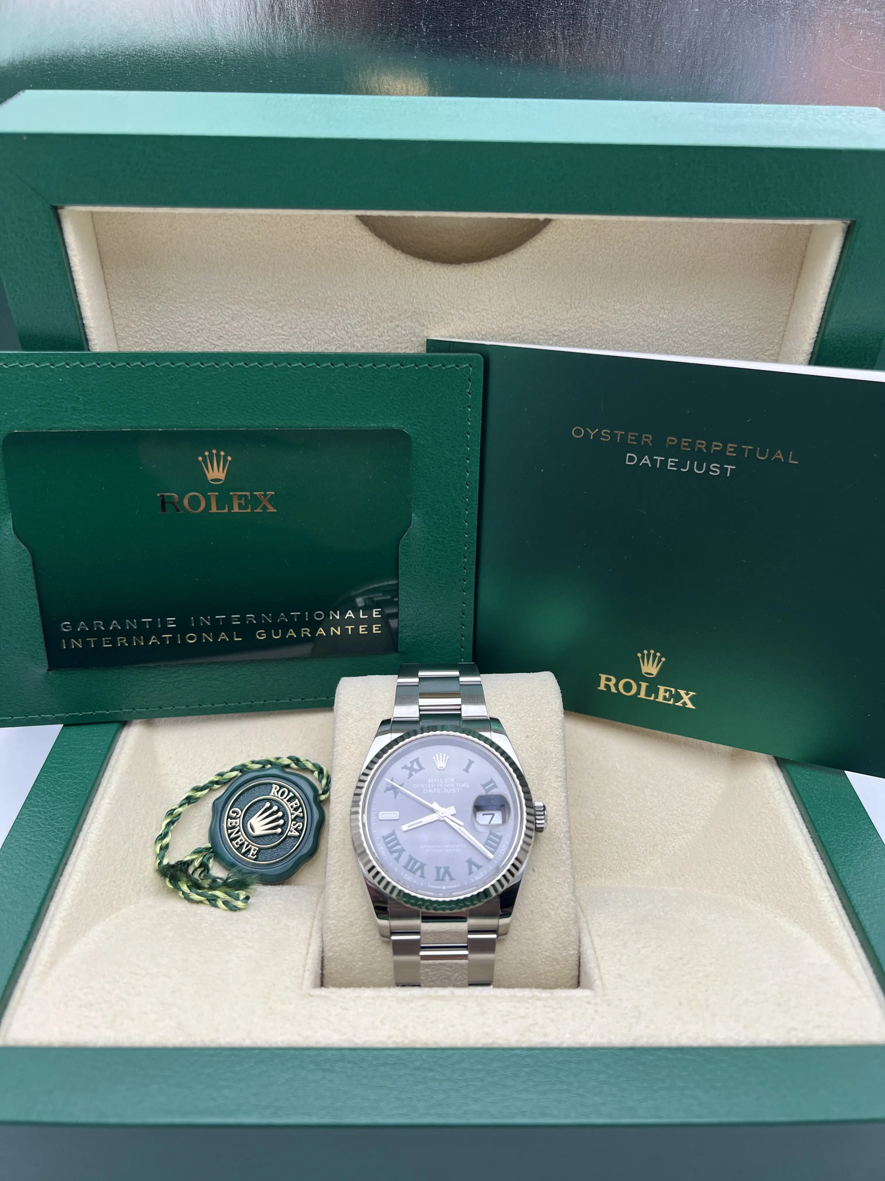Rolex Datejust 36 126234 Slate Wimbledon Dial 18K Fluted Oyster