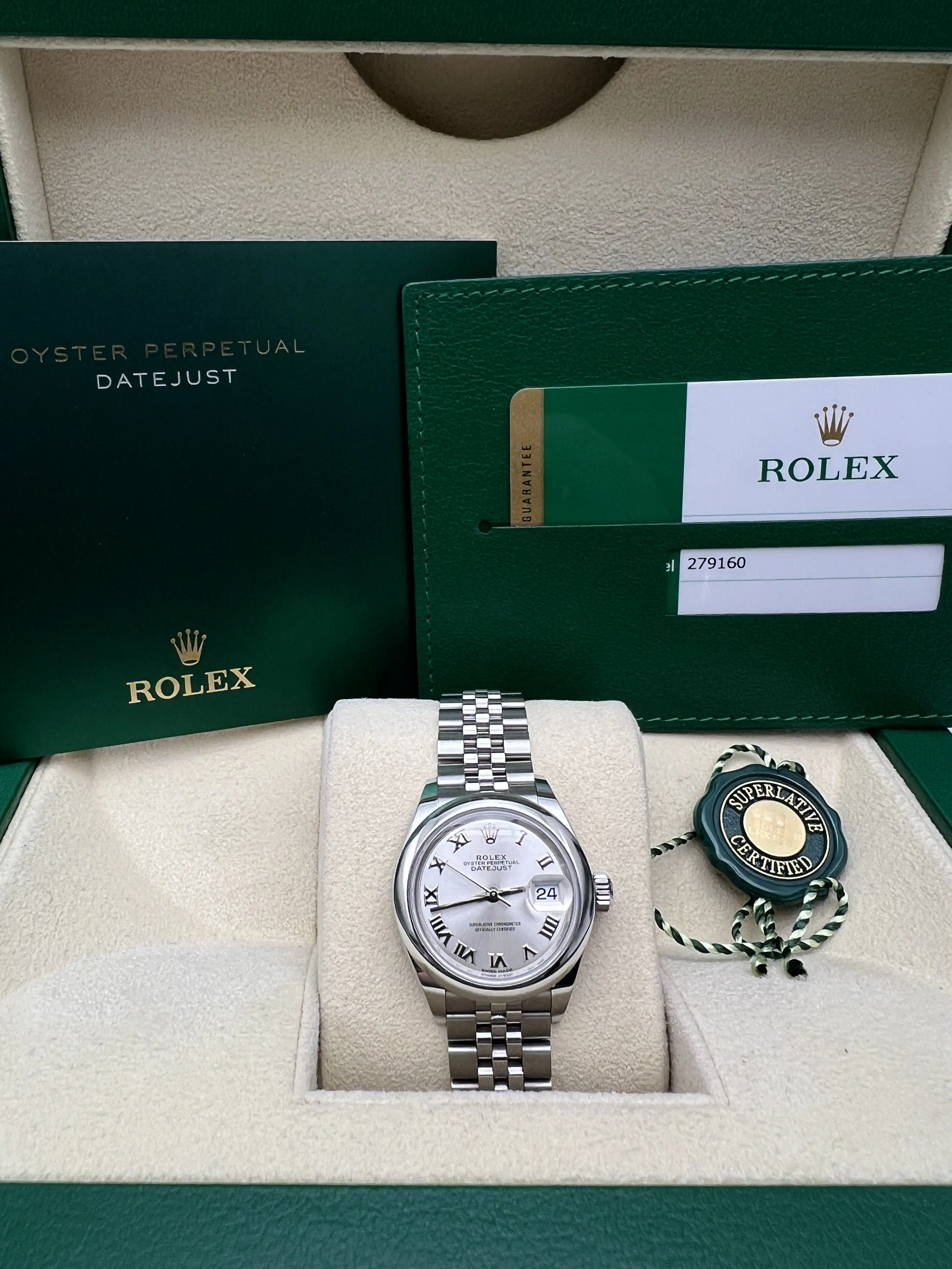Rolex Datejust 28mm 279160 Silver Roman Dial Jubilee Ladies