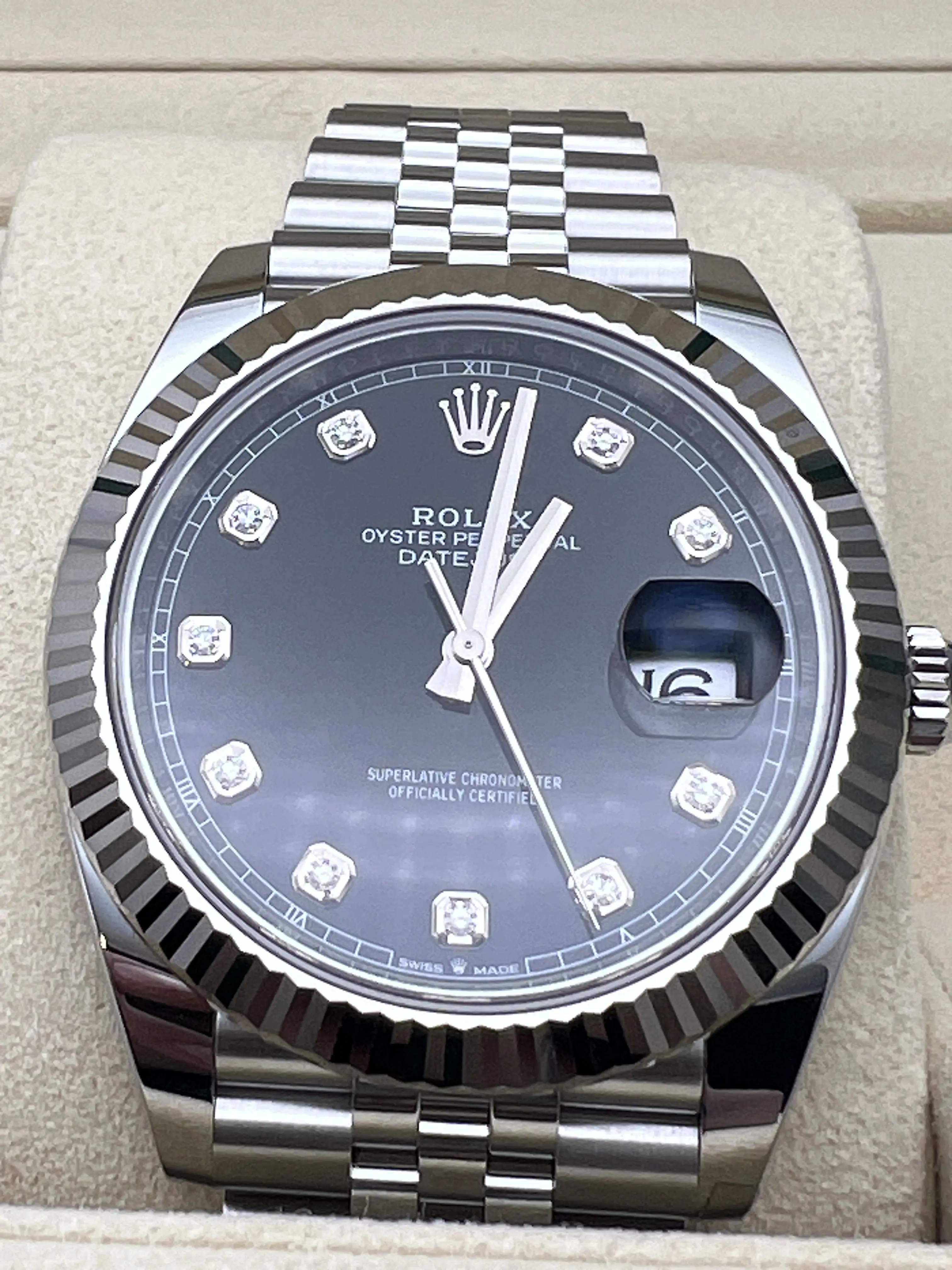 Rolex Datejust 41 126334G 18K Fluted Black Diamond Dial