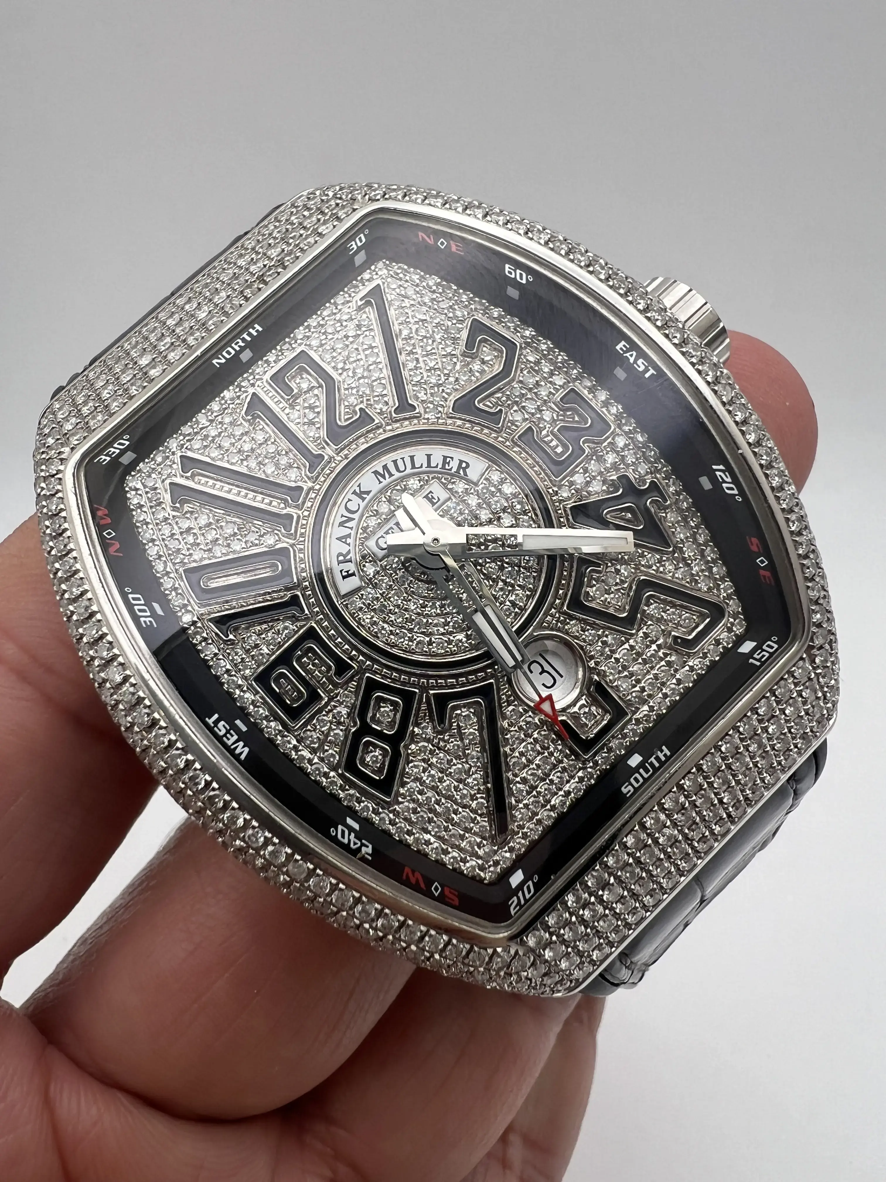 Franck Muller Vanguard 44mm 5 CT Diamond Case Pave Black