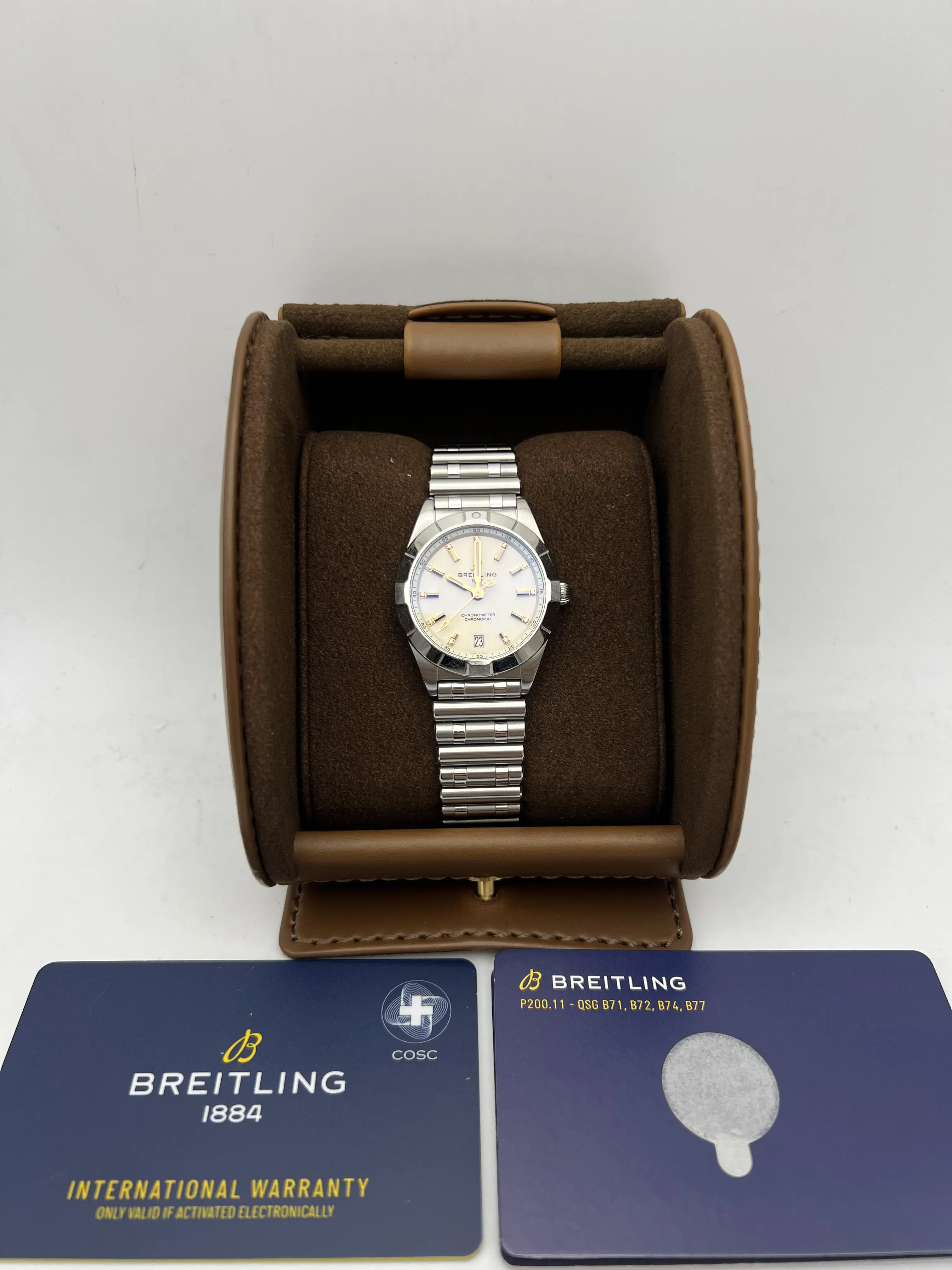 Breitling Chronomat 32 Diamond Dial Box Papers Quartz Ladies