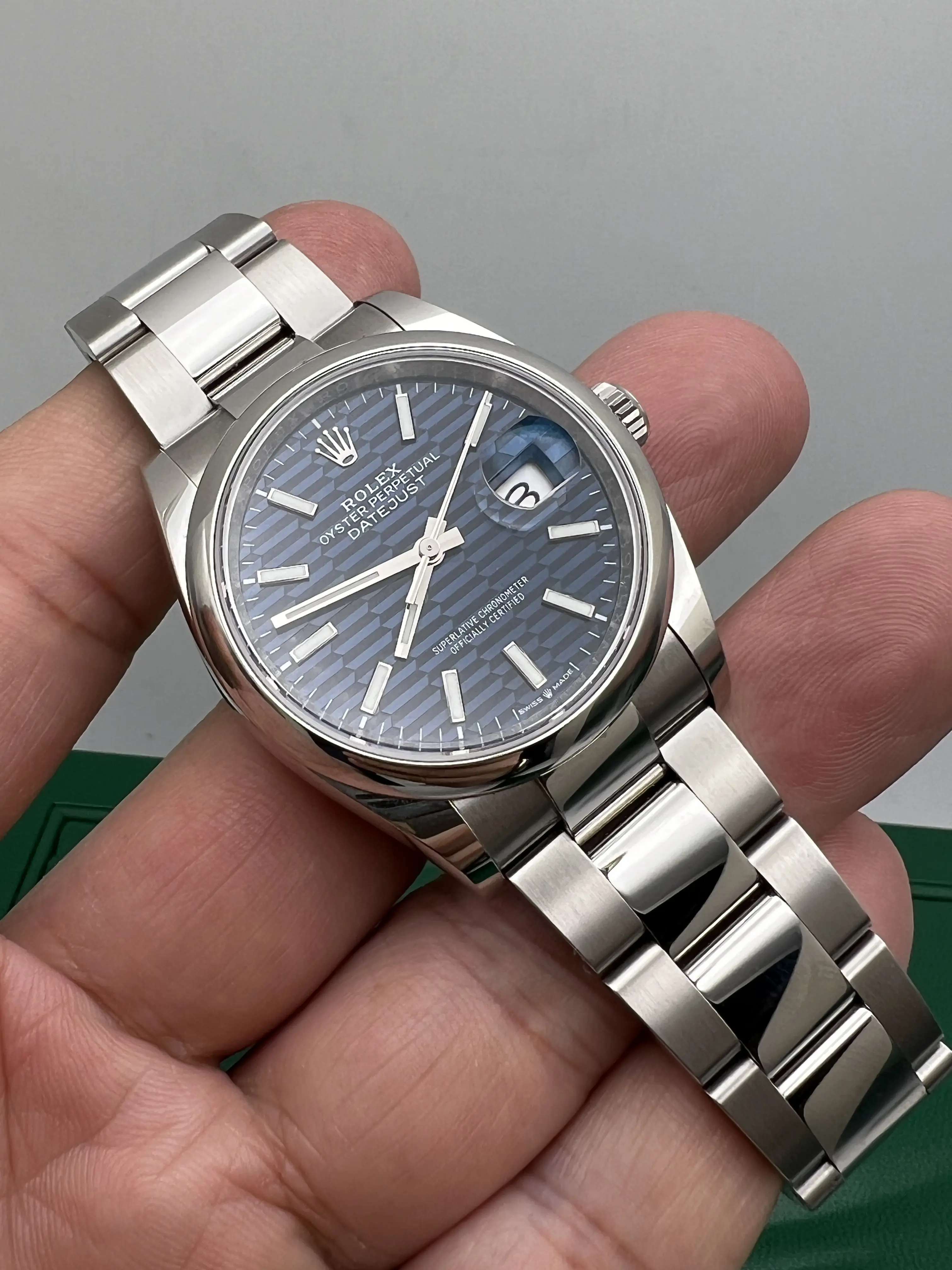 2023 Rolex Datejust 36 126200 Blue Motif Dial Oyster Smooth