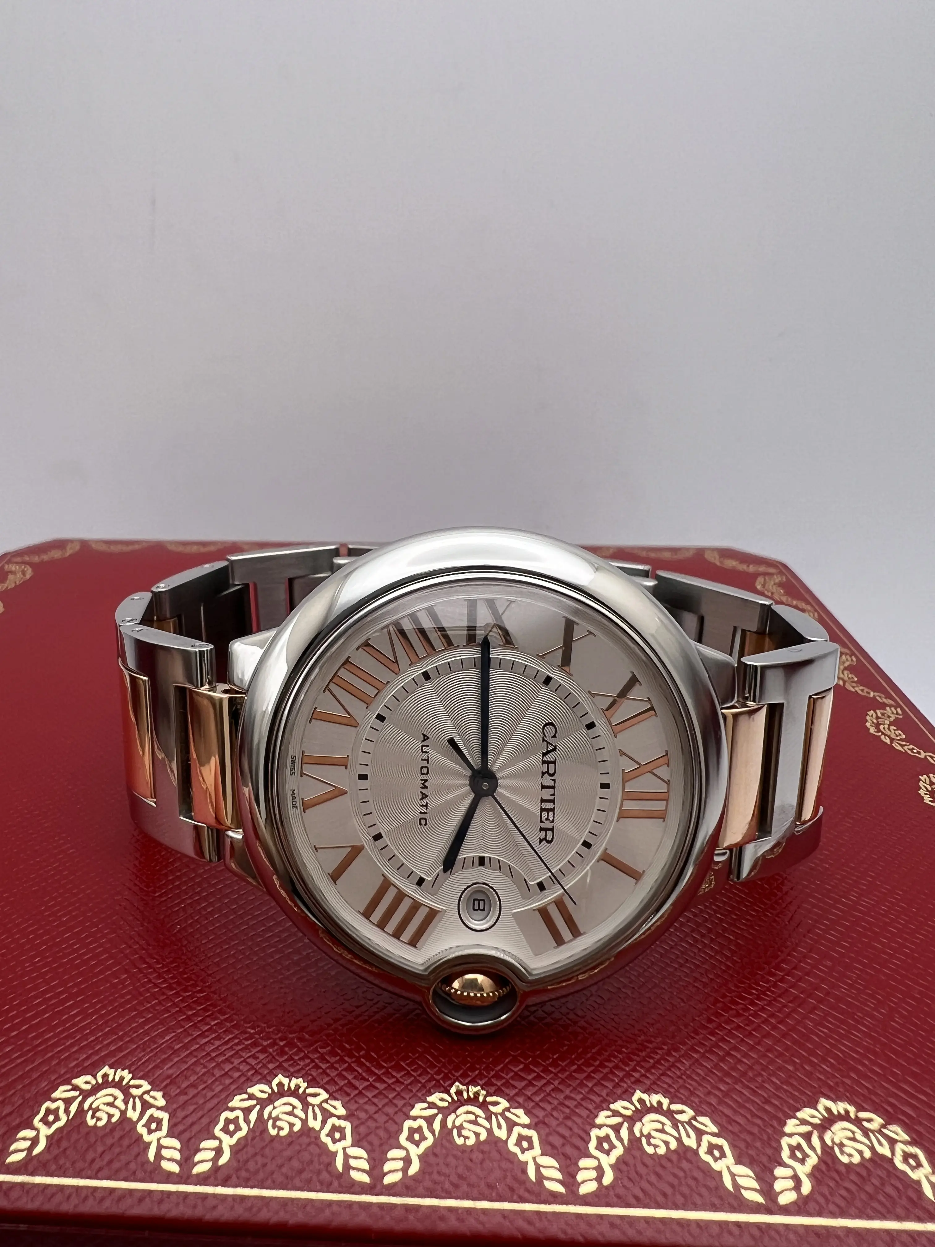 Cartier Ballon Bleu 42mm 18K Rose Gold & Steel Silver Roman