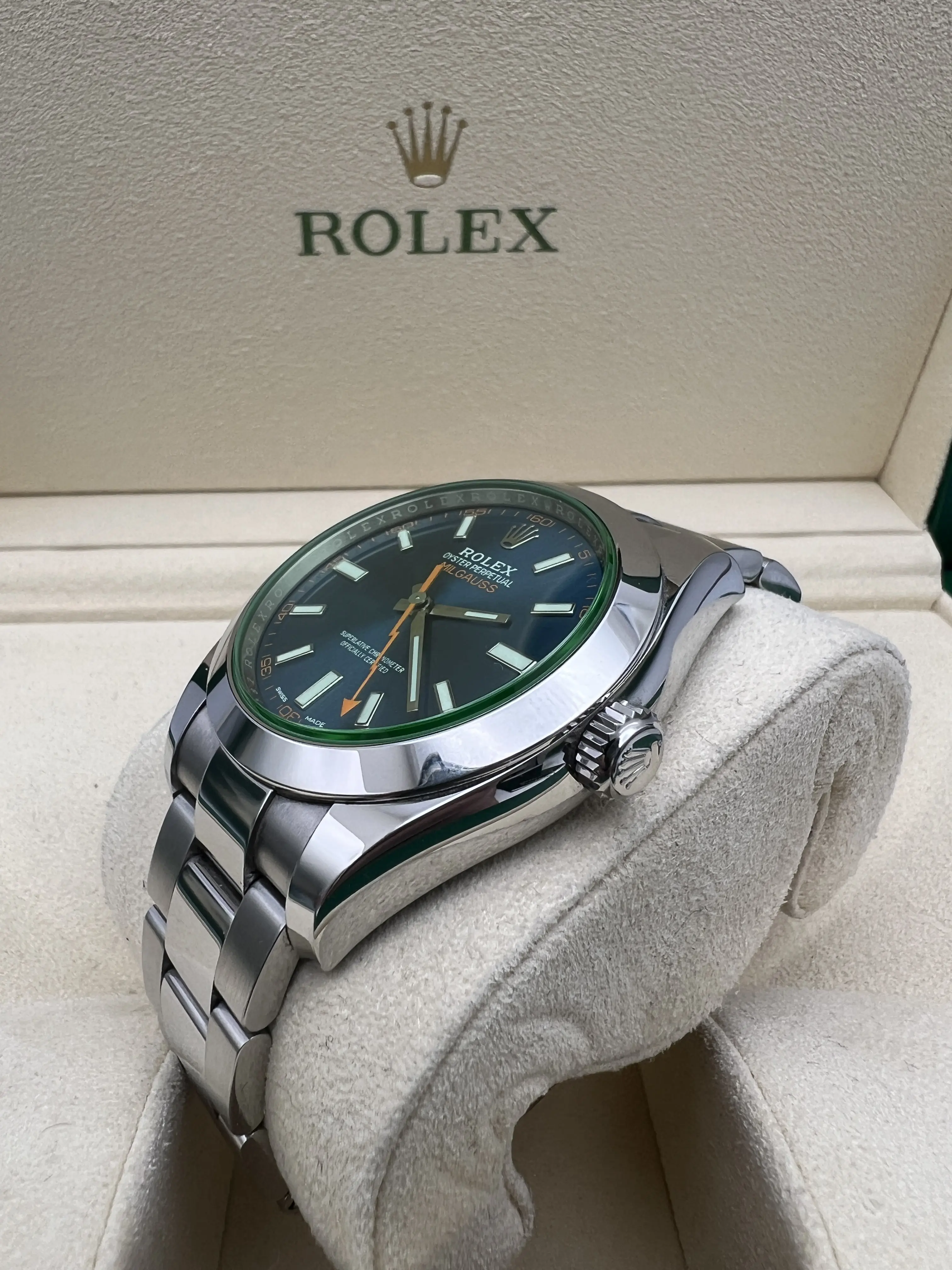 2018 Rolex Milgauss 116400GV 40mm Z-Blue Dial Box Papers