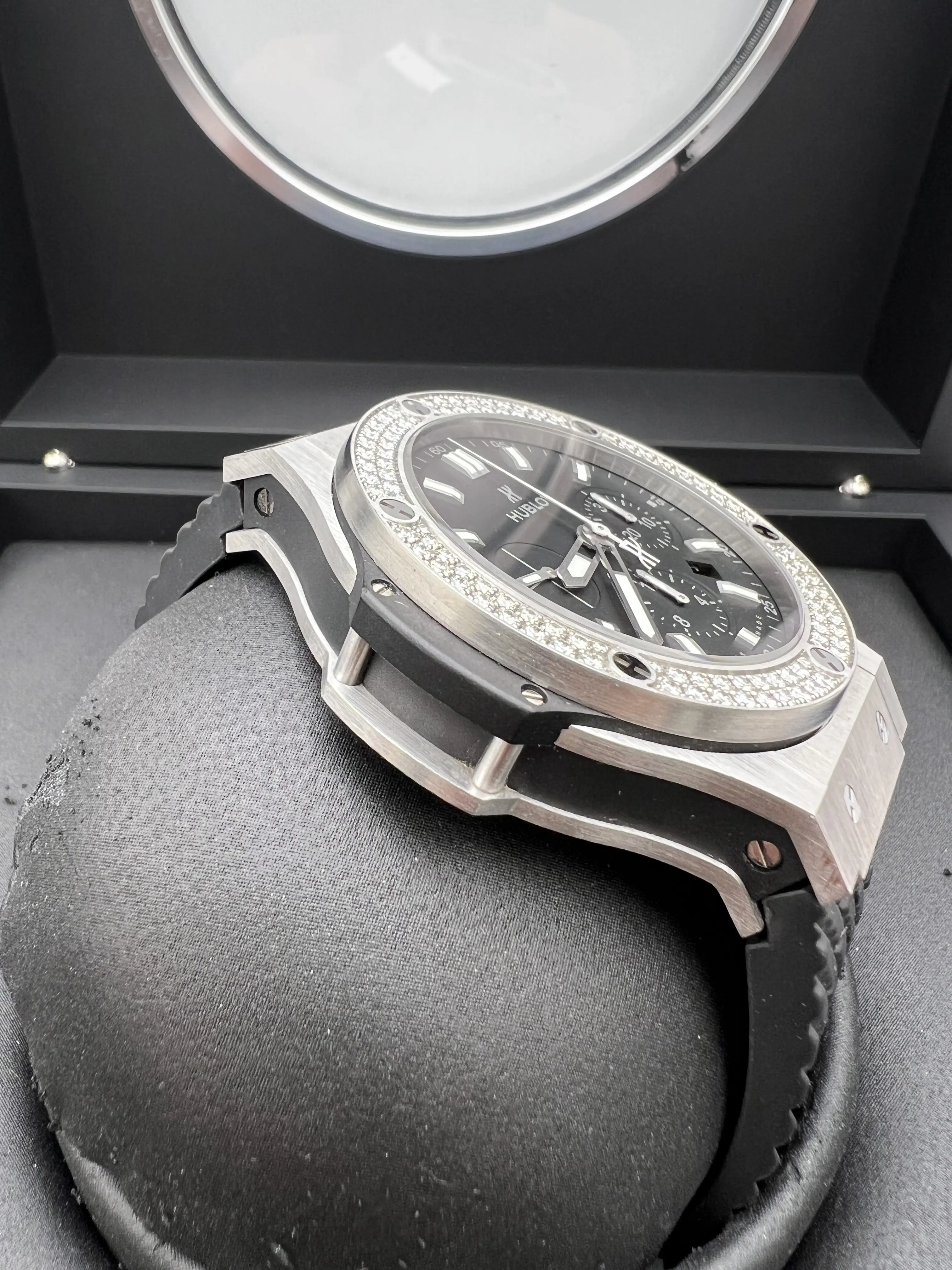 Hublot 44mm Big Bang Factory Diamond Bezel SS Ti Watch Box 301.SX