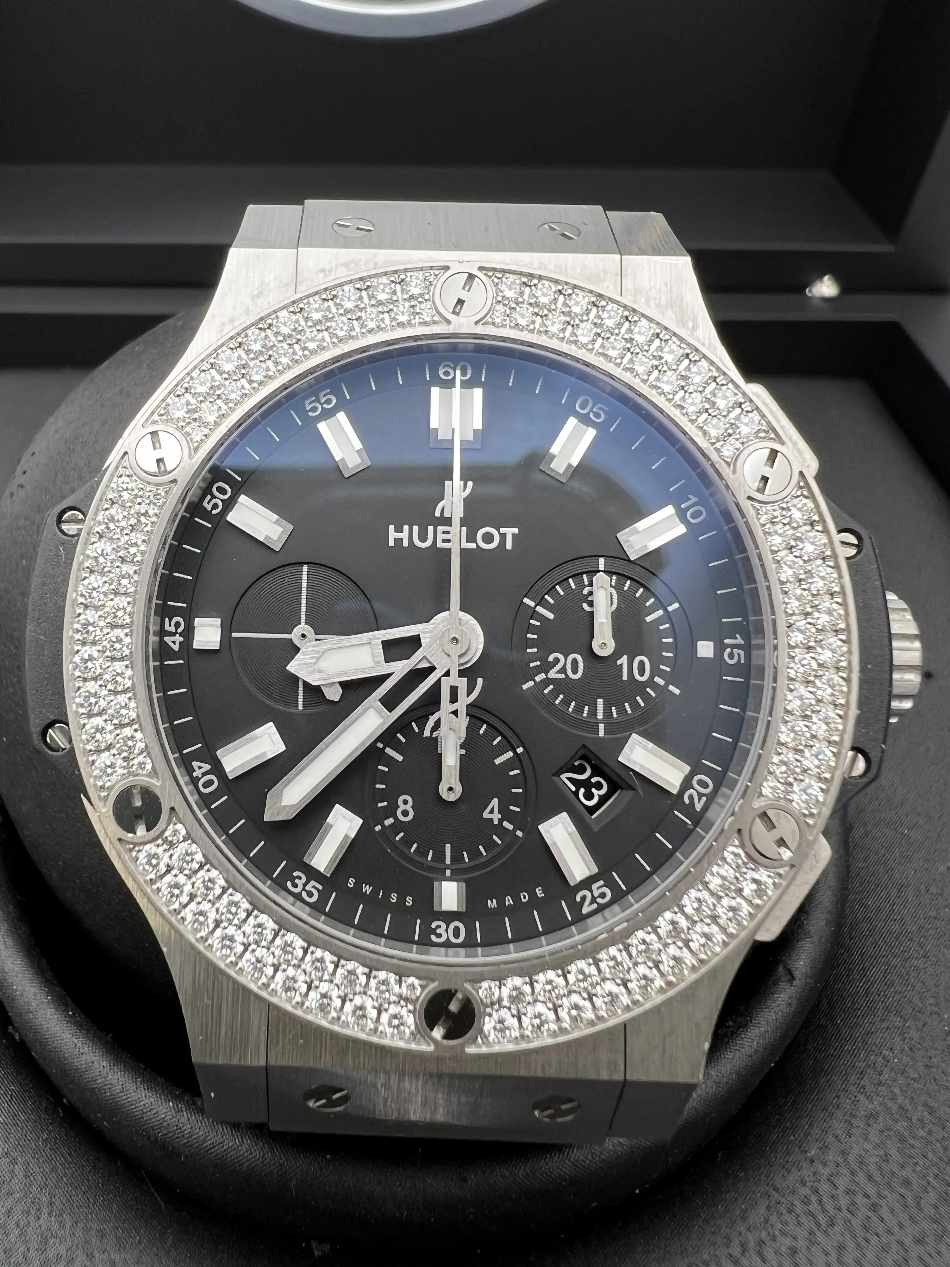 Hublot 44mm Big Bang Factory Diamond Bezel SS Ti Watch Box 301.SX