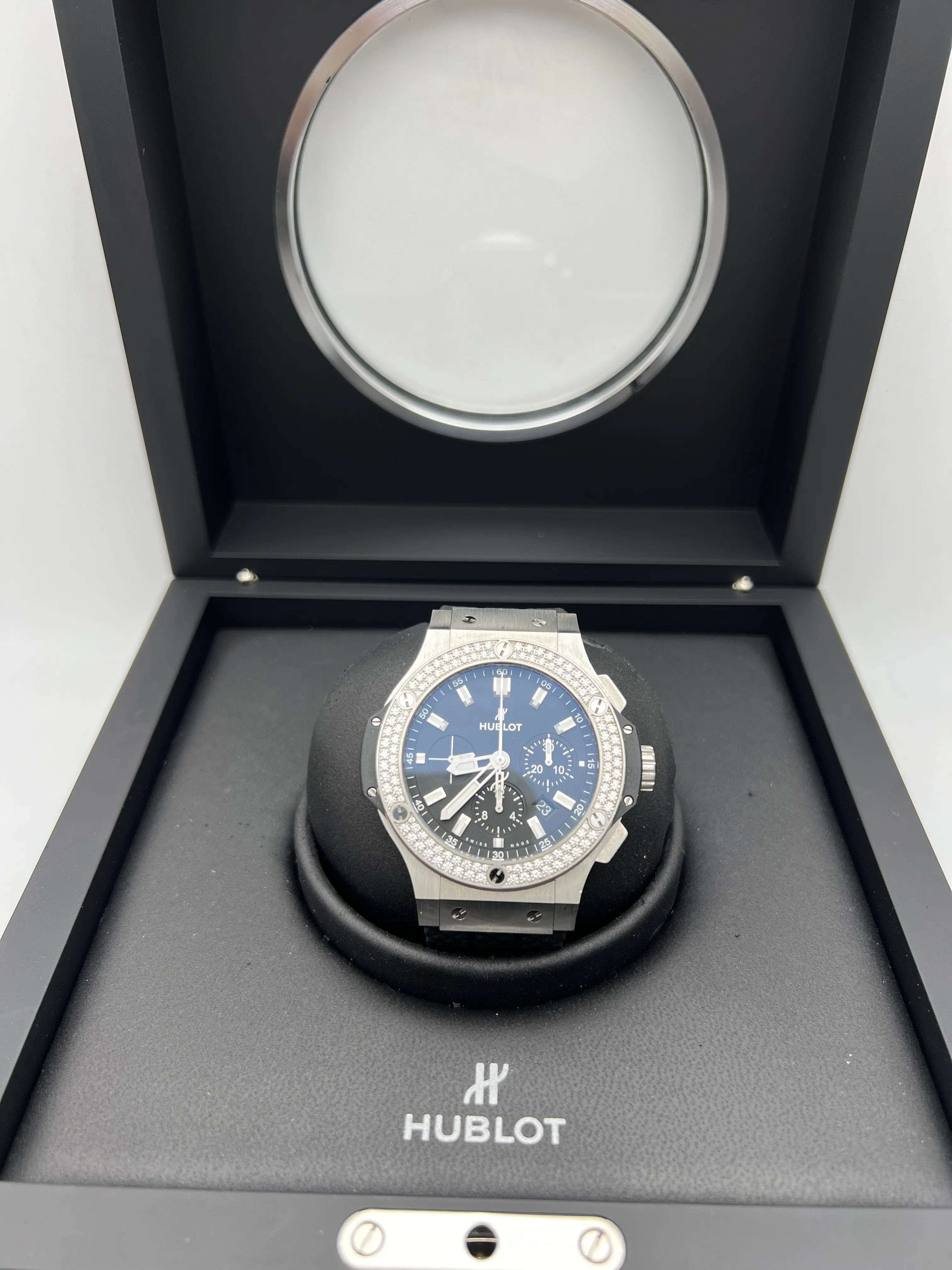 Hublot 44mm Big Bang Factory Diamond Bezel SS Ti Watch Box 301.SX