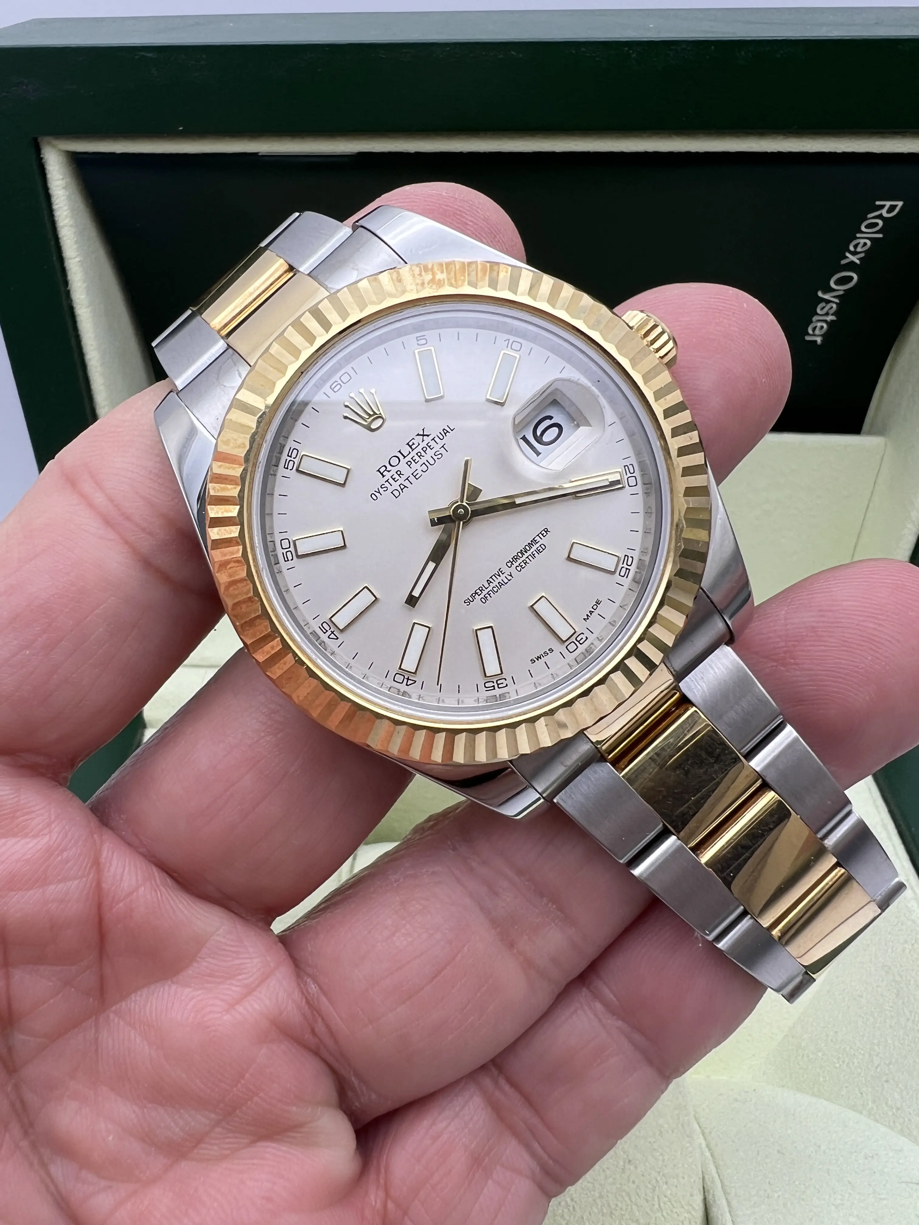 Rolex Datejust II 41mm 116333 18K Fluted Gold Steel Ivory