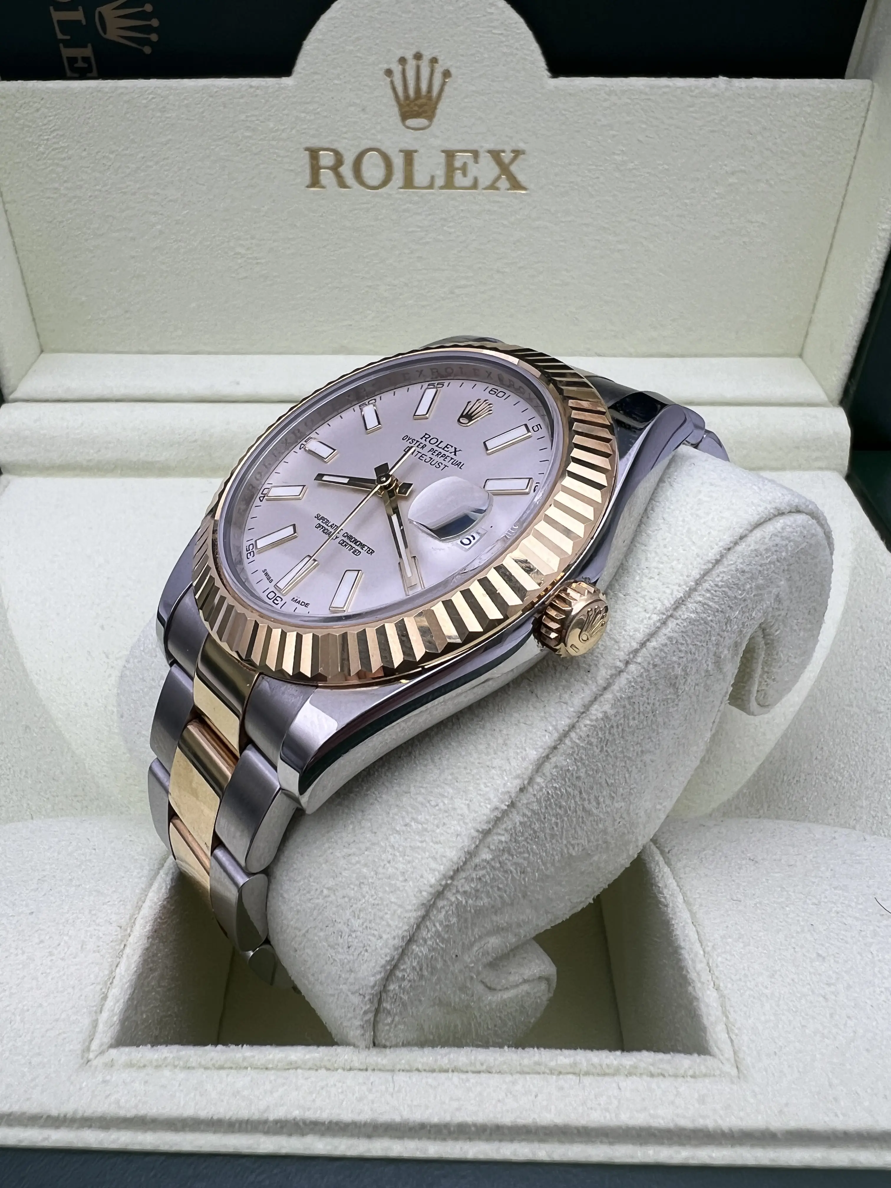 Rolex Datejust II 41mm 116333 18K Fluted Gold Steel Ivory