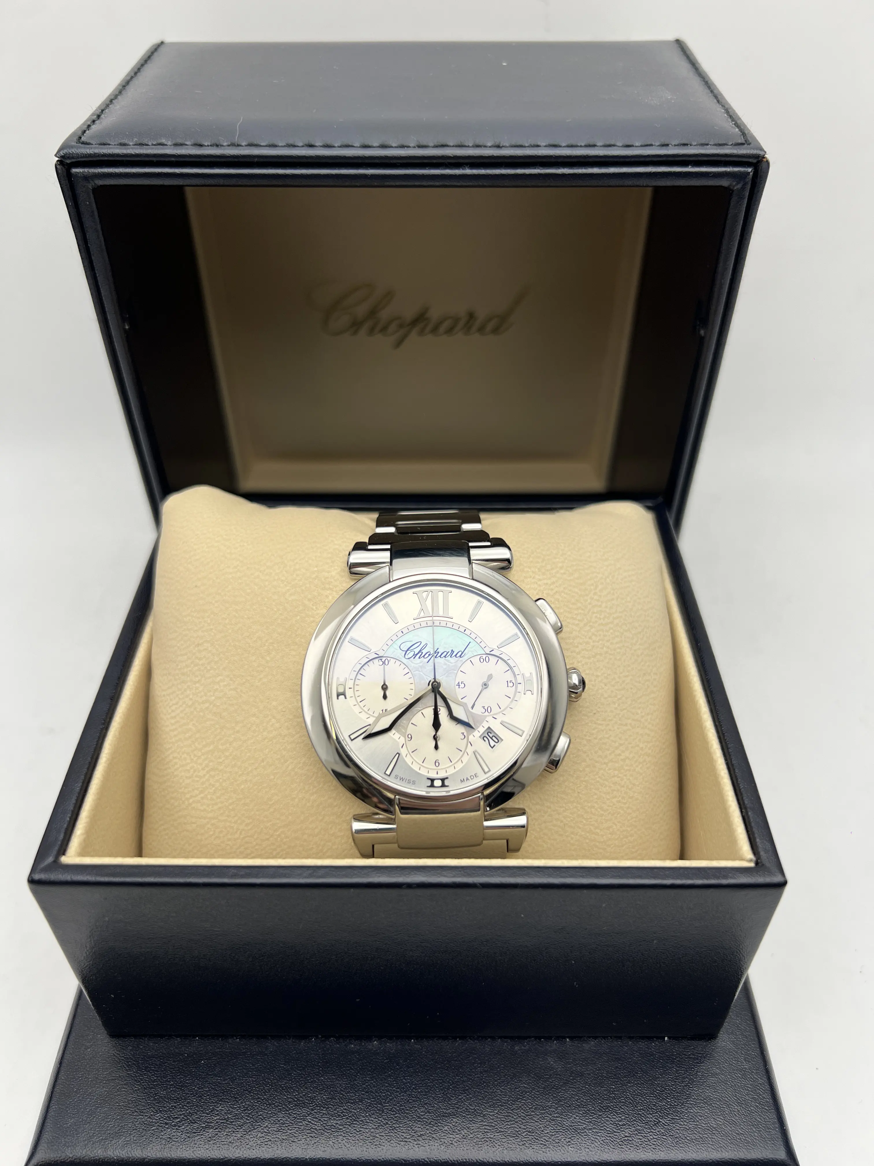 Chopard Imperiale Chronograph 40mm MOP Silver Dial 388549-3002 Box