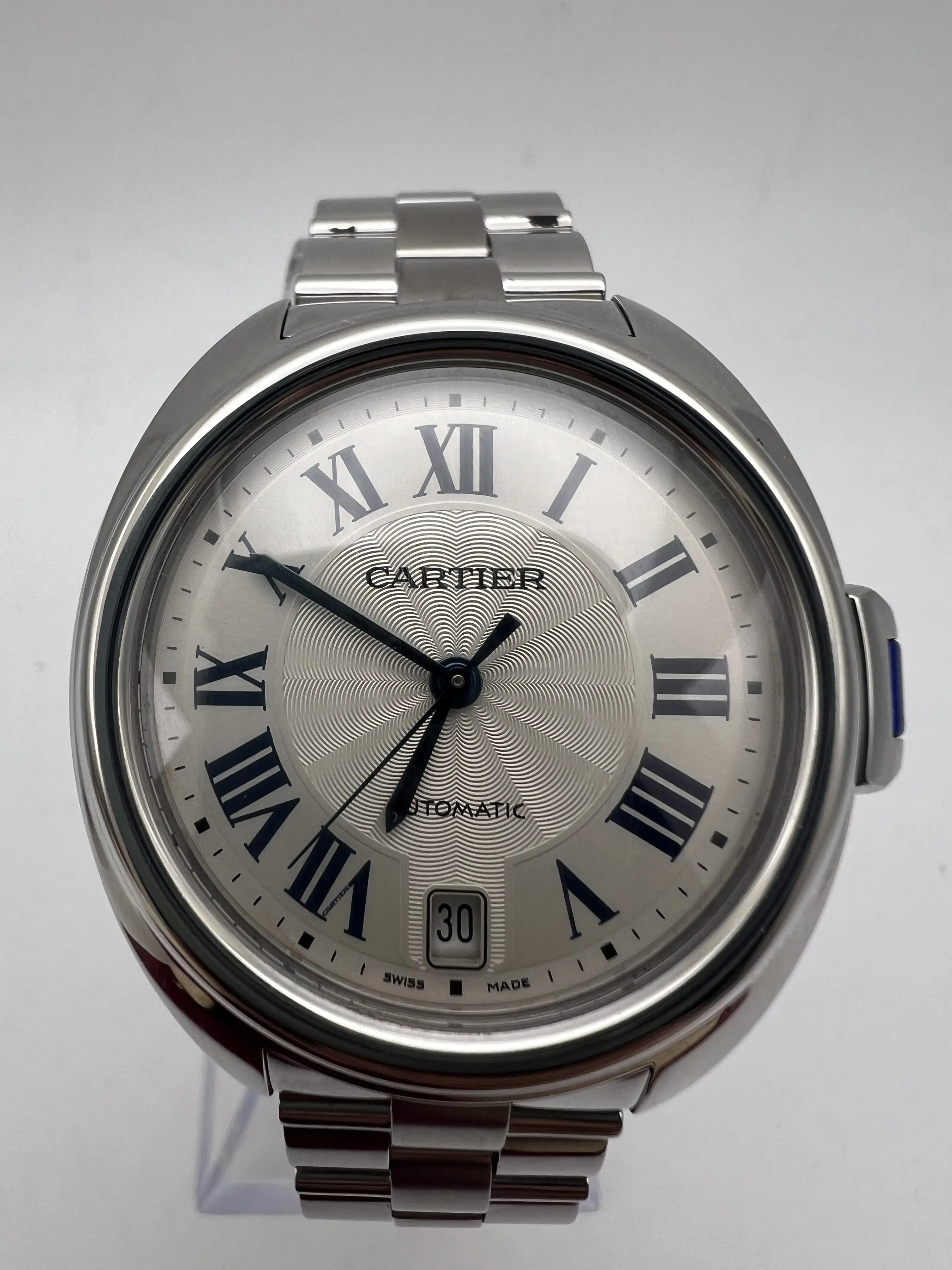 Cle De Cartier 35mm WSCL0006 Silver Dial Blue Roman Numerals | eBay