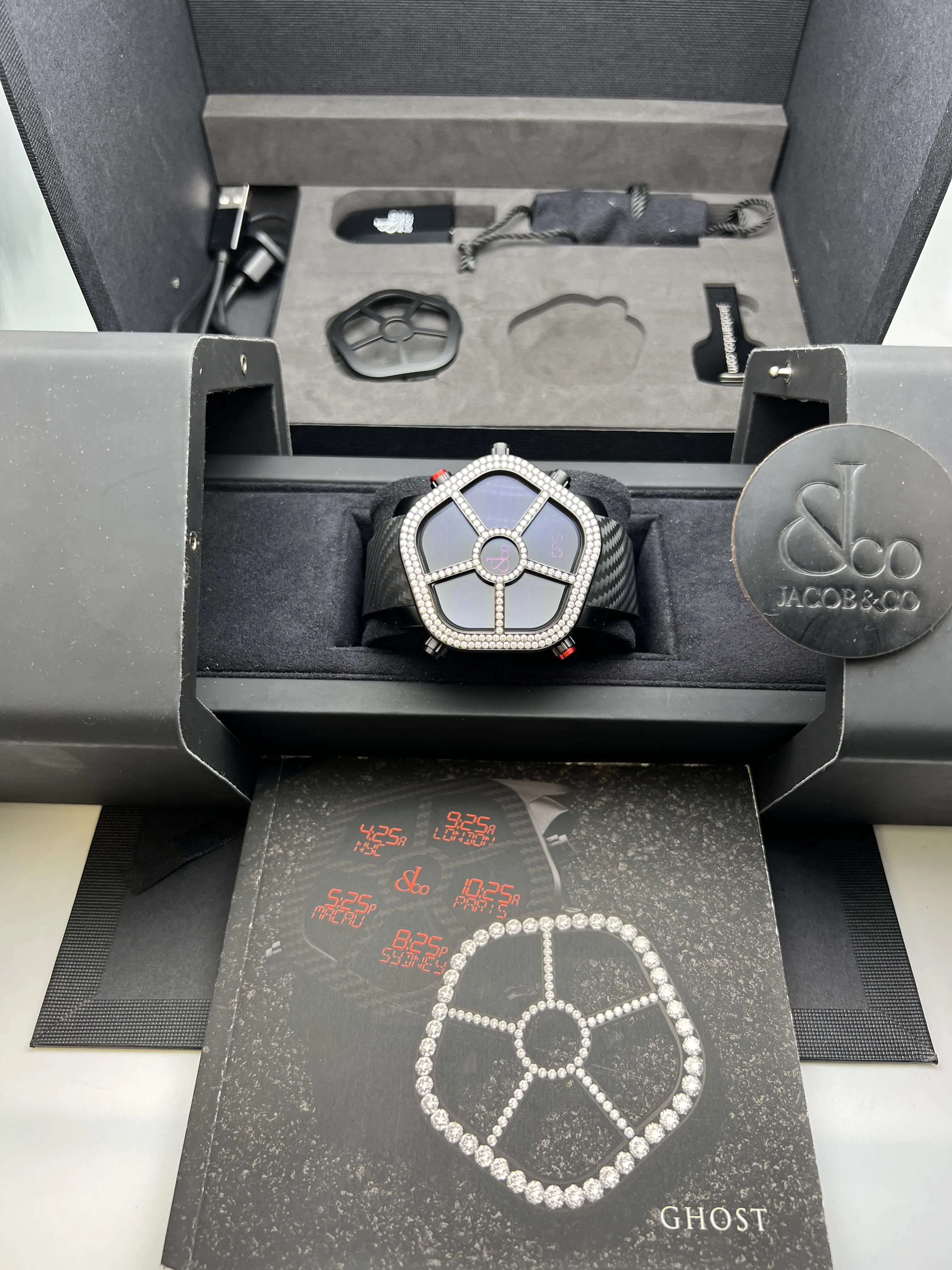 Jacob & Co. Ghost 5 Time Zone Black PVD Diamond Bezel GH100.11.RP