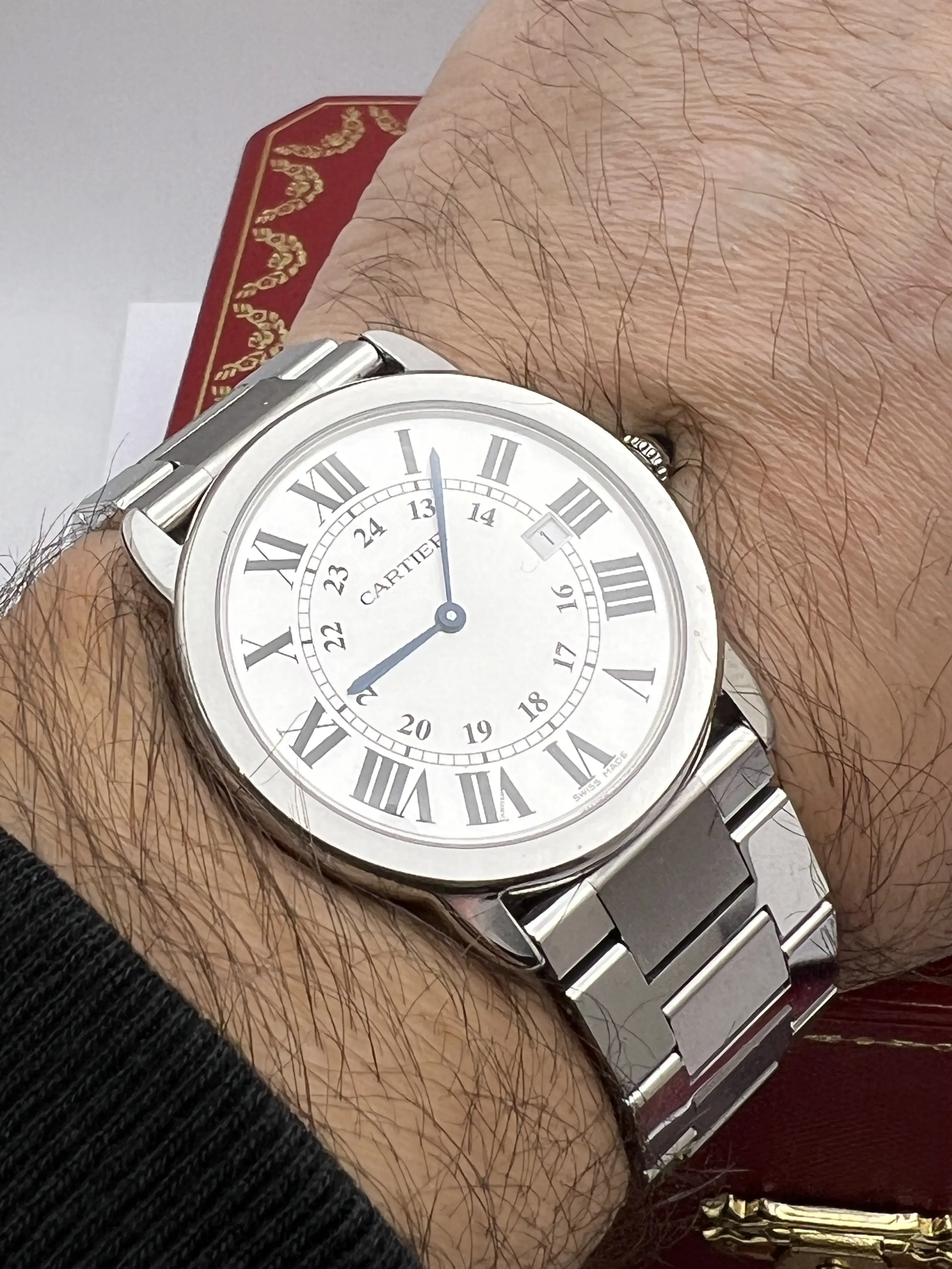 Cartier Rondo Solo 36mm W6701005 Quartz Silver Dial Watch 