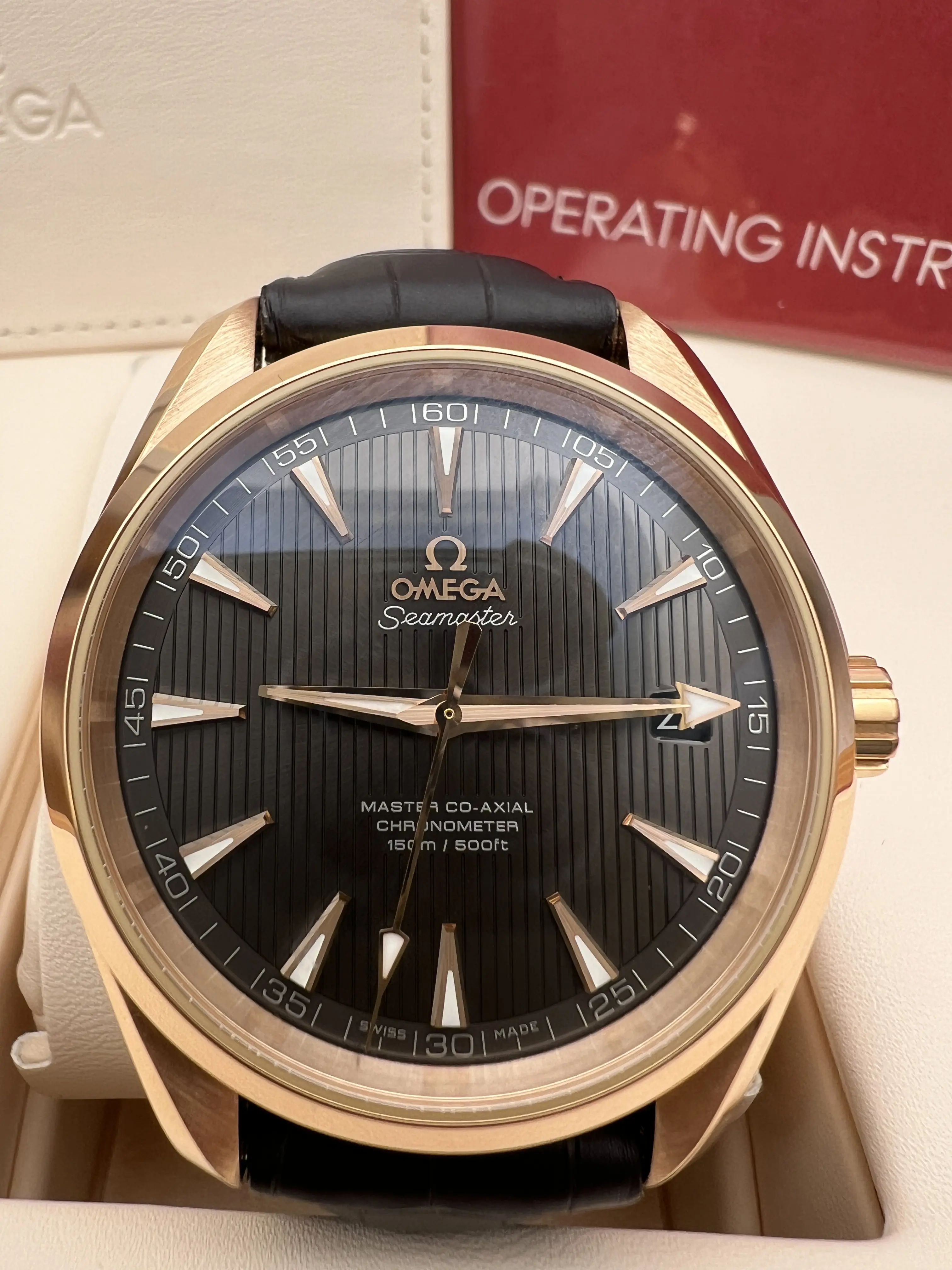 Omega Seamaster Aqua Terra 150M 18K Rose Gold Box Papers