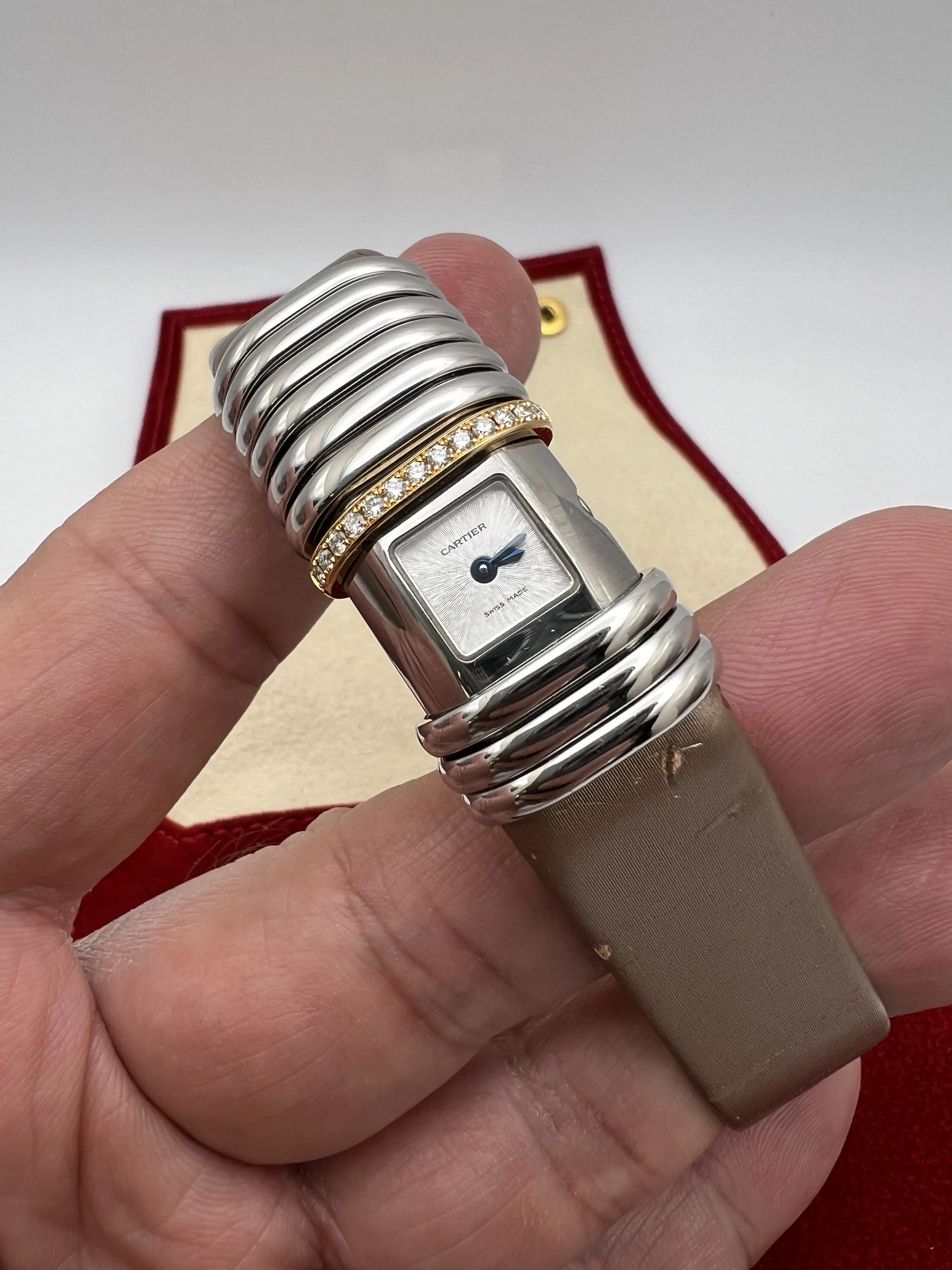 Cartier Declaration WT000830 18K Rose & Titanium Leather Quartz