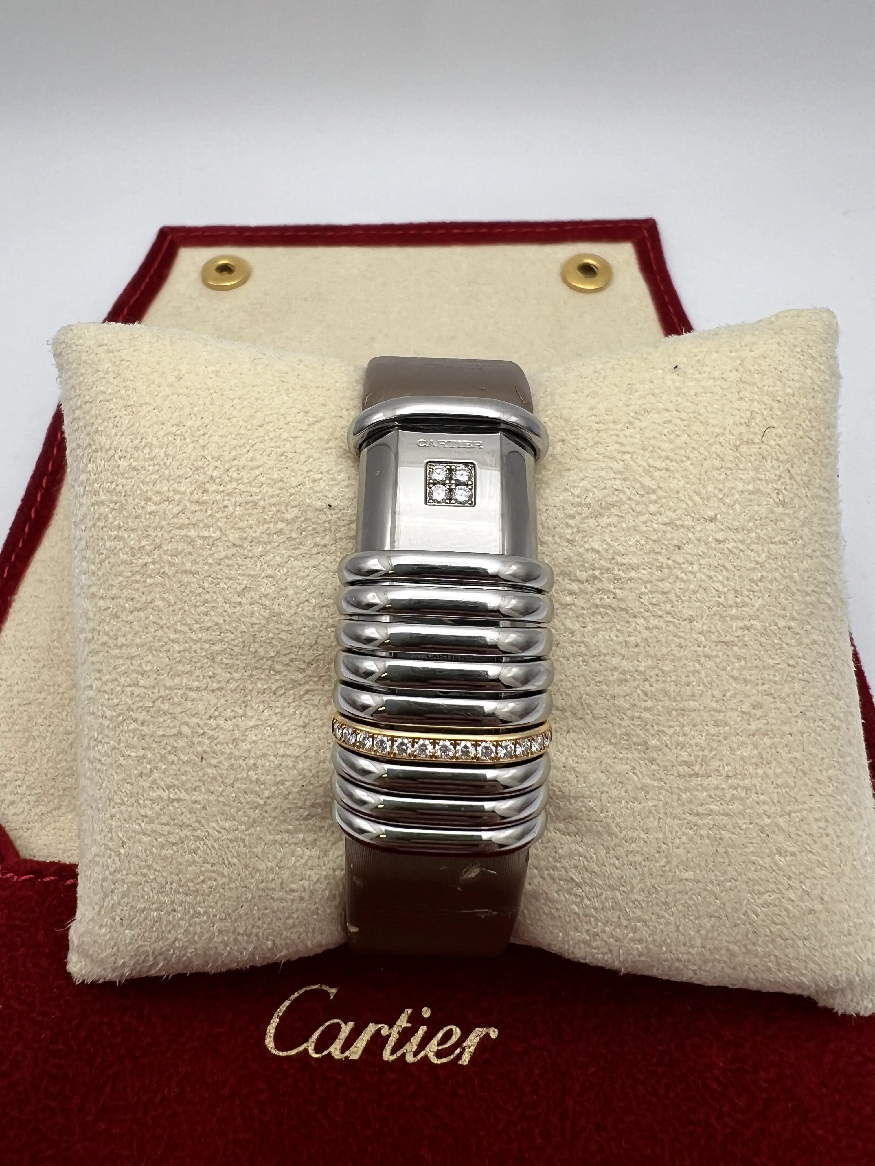 Cartier Declaration WT000830 18K Rose & Titanium Leather Quartz