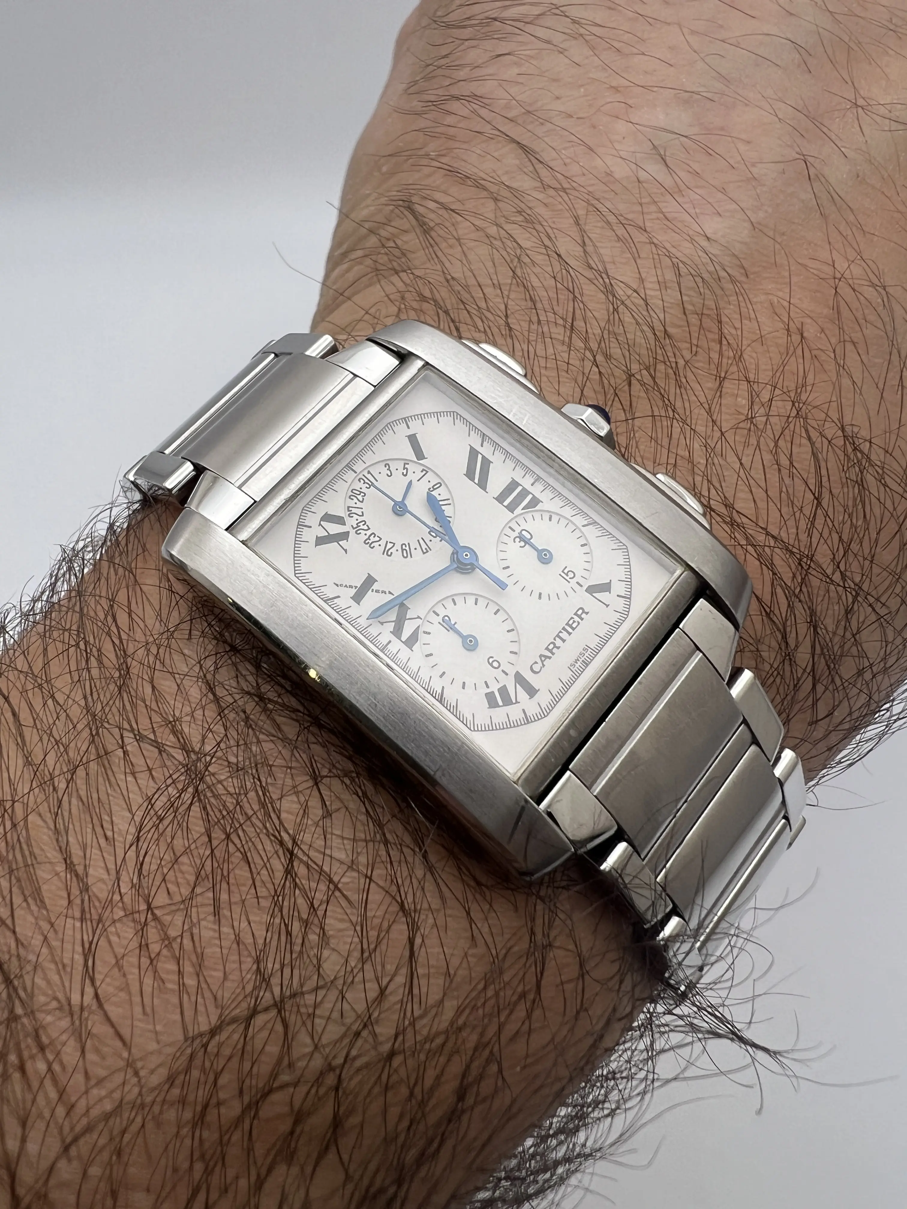 Cartier Tank Francaise Chrono Reflex W51001Q3 Quartz Ivory Dial | eBay