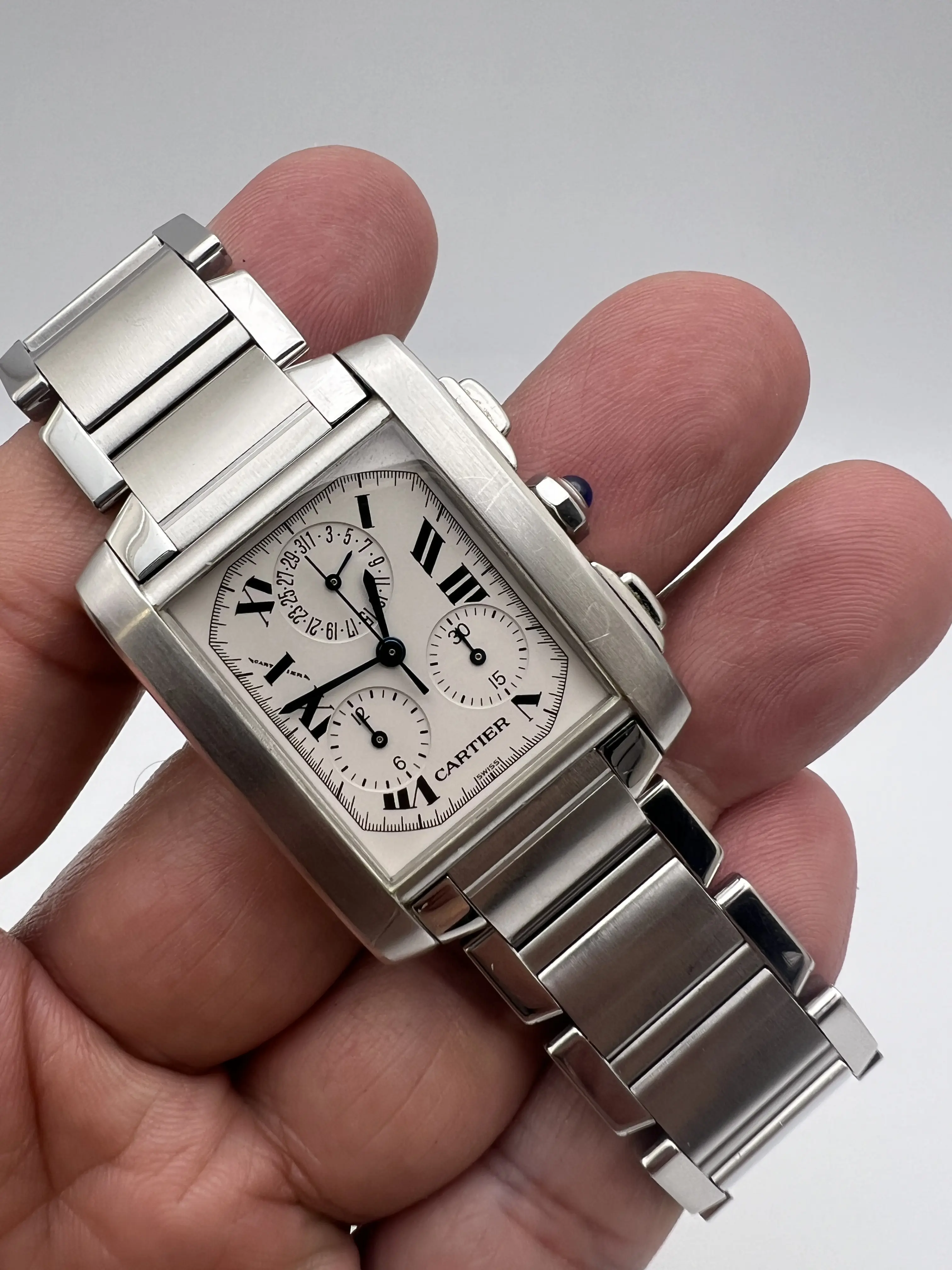 Cartier Tank Francaise Chrono Reflex W51001Q3 Quartz Ivory Dial | eBay