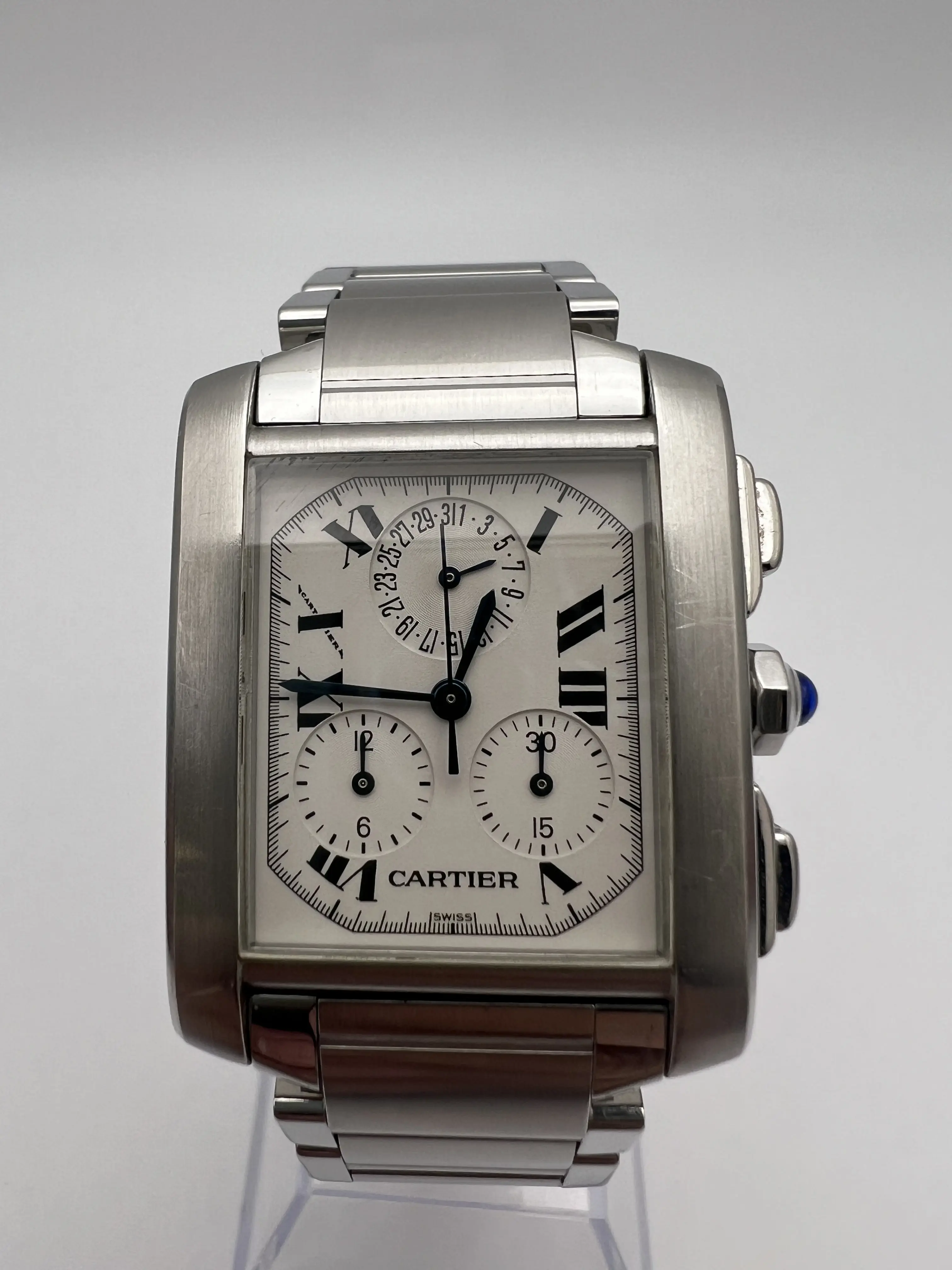 Cartier Tank Francaise Chrono Reflex W51001Q3 Quartz Ivory Dial | eBay