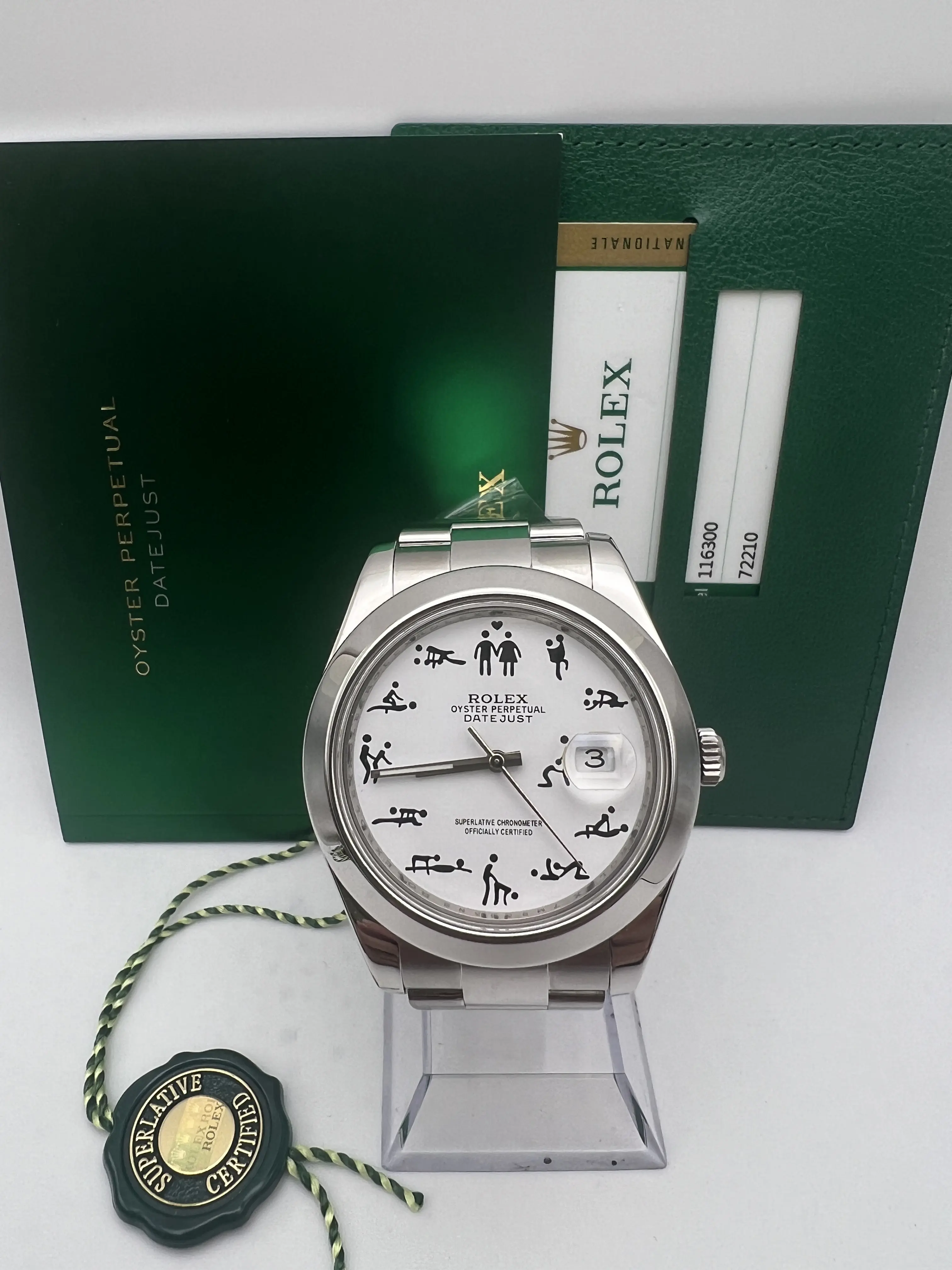 Rolex Datejust II 41mm 116300 Custom White Erotic Kama Sutra Dial