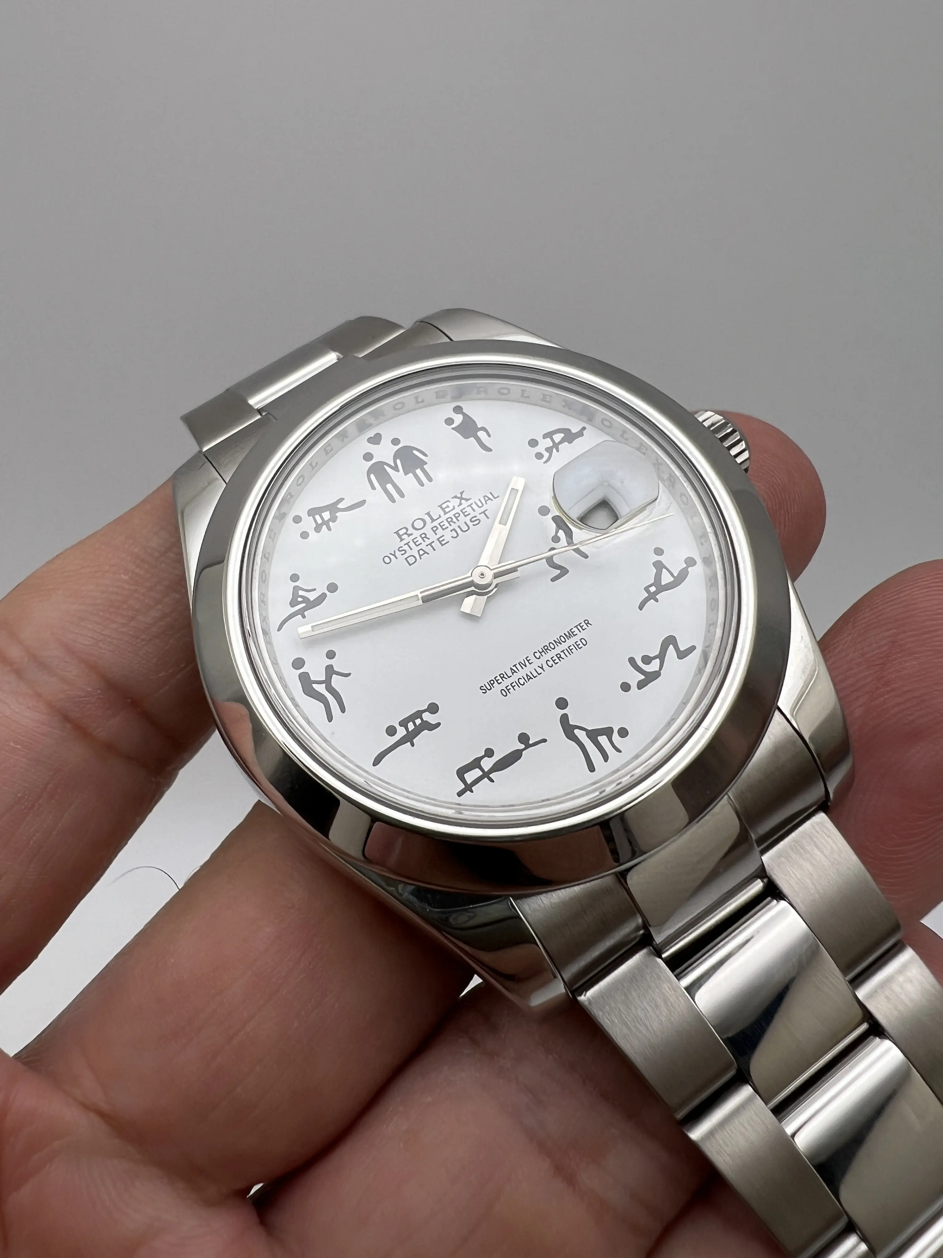 趣味 OYSTER PERPETUAL DATEJUST Rolex Datejust II 41mm 116300 Custom White Erotic Kama Sutra Dial