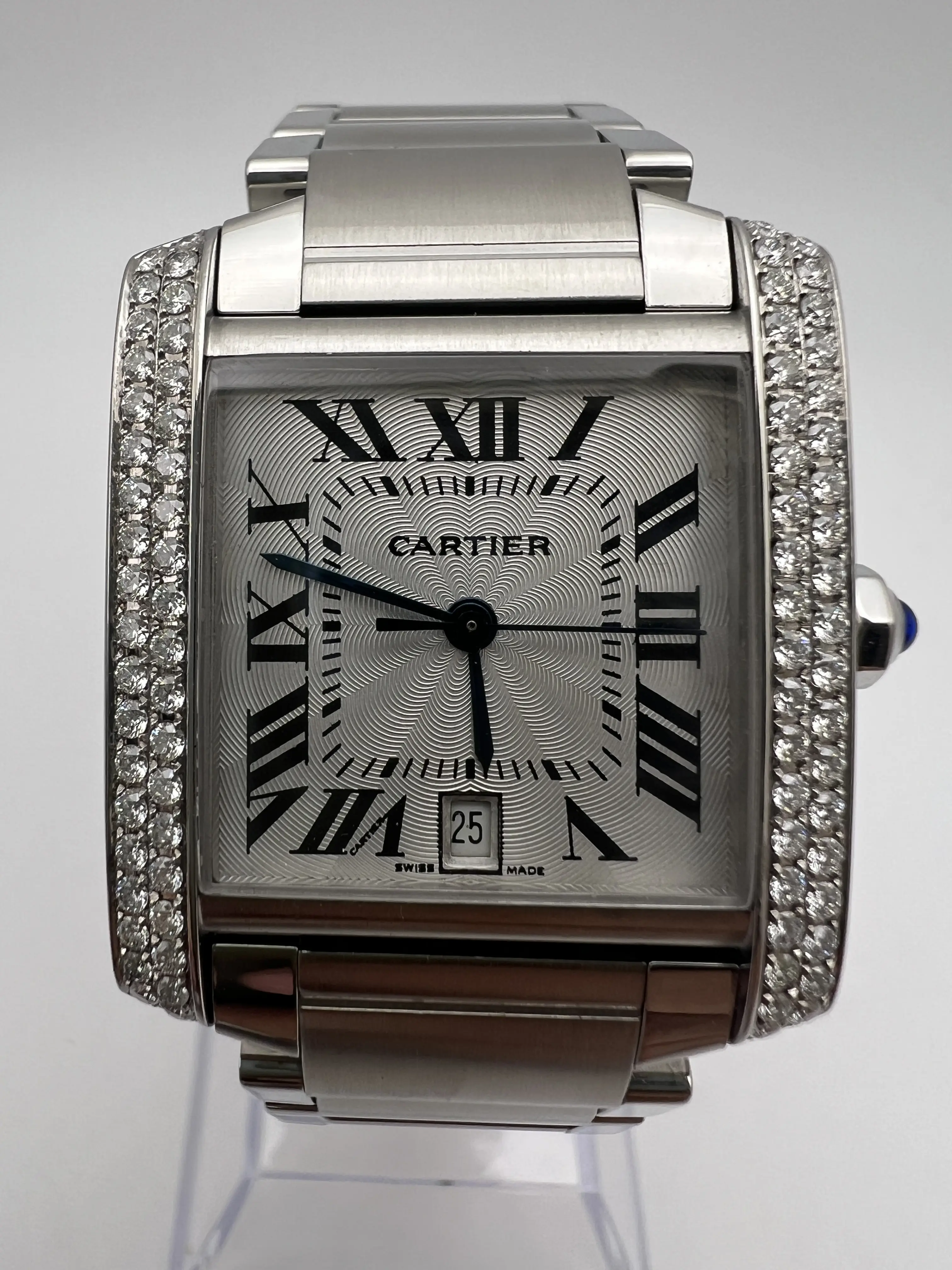 Cartier Tank Francaise SM Diamond Silver Dial Watch CARTIER Tank Française Medium Stainless Steel Diamond Watch  main image 3