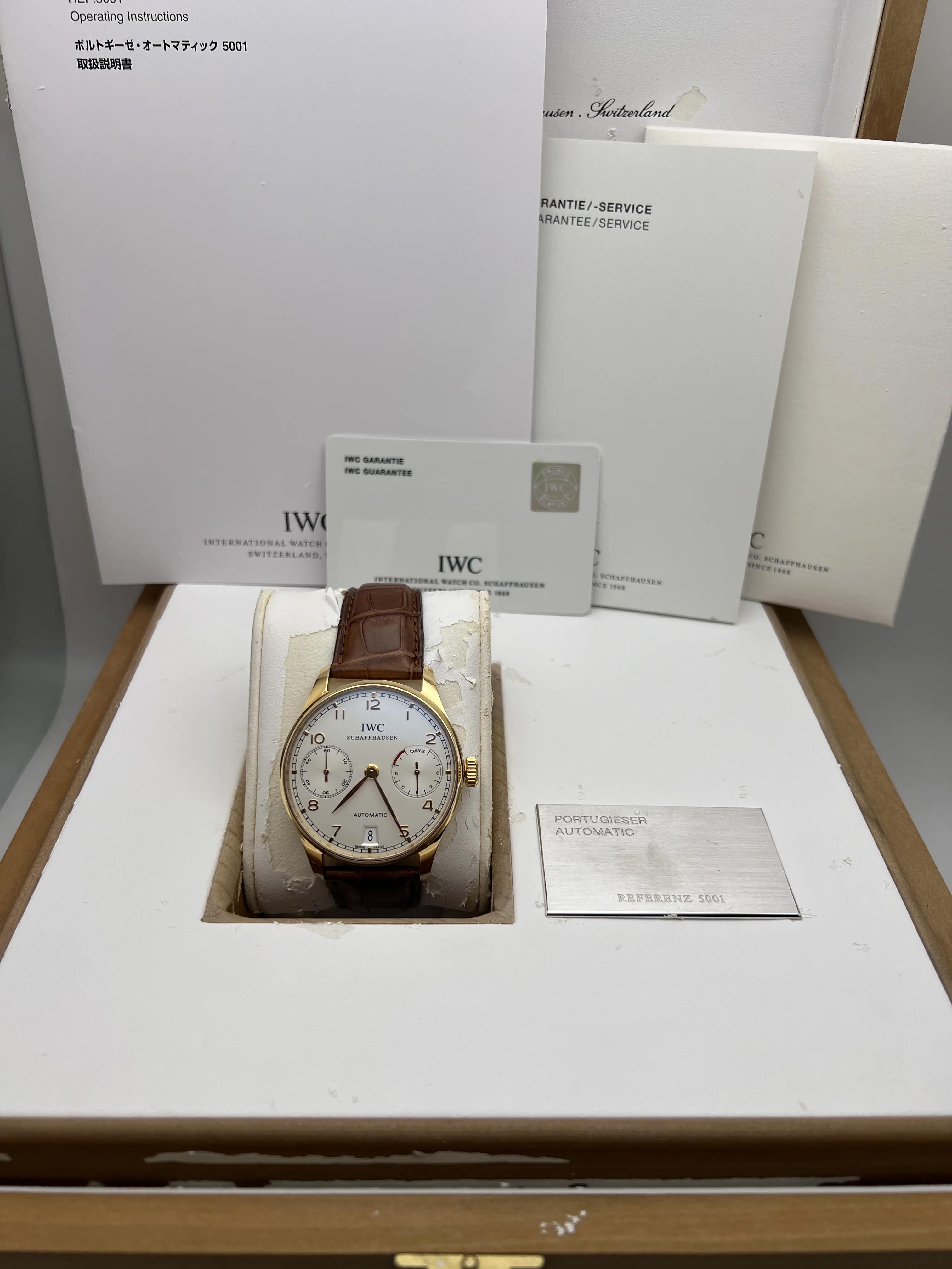 IWC Portugieser 42.3mm 7 Day Power 18K Rose Gold Silver Dial