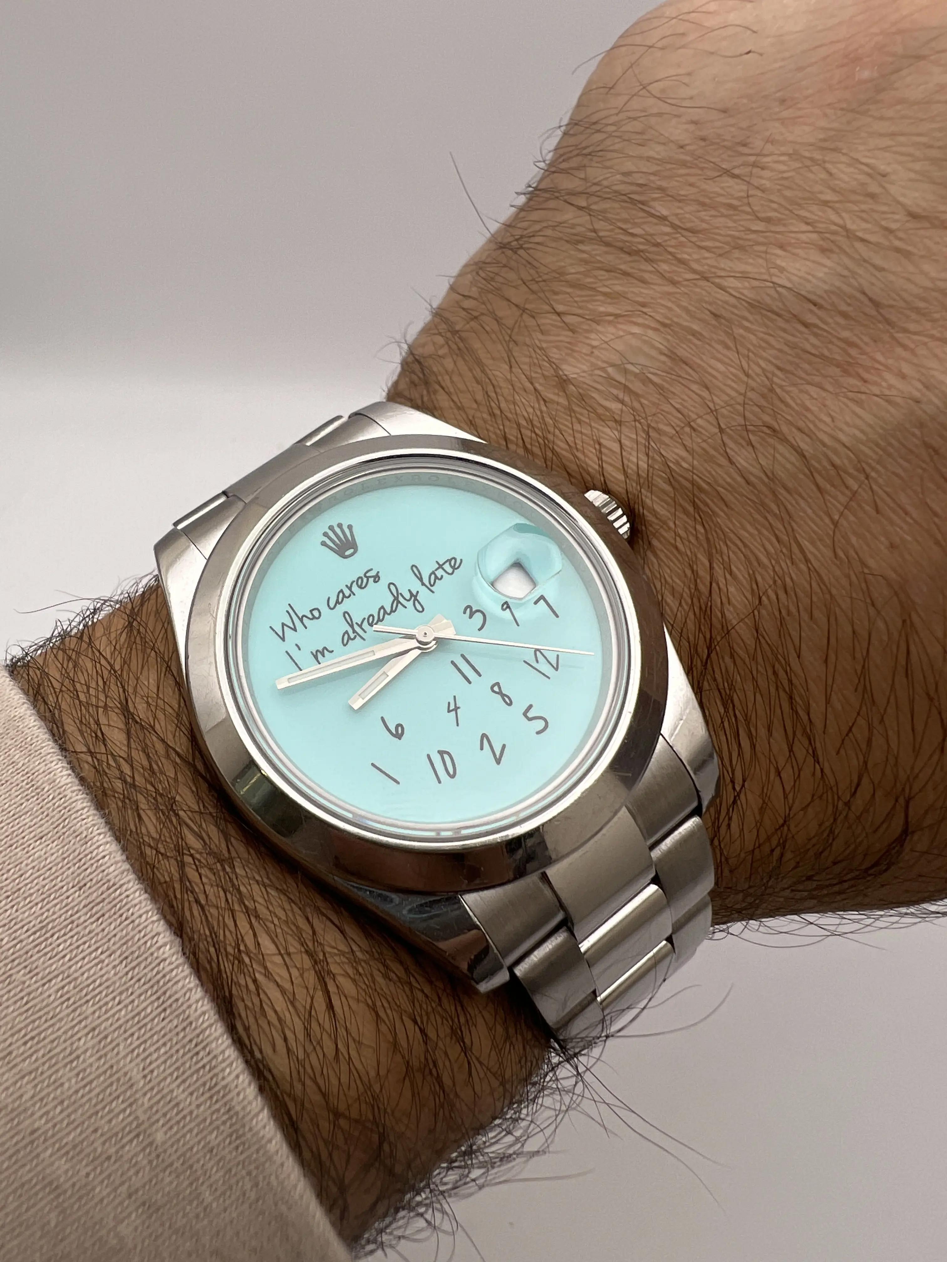 Rolex Datejust 41mm 116300 Custom Turquoise Who Cares I'm Already