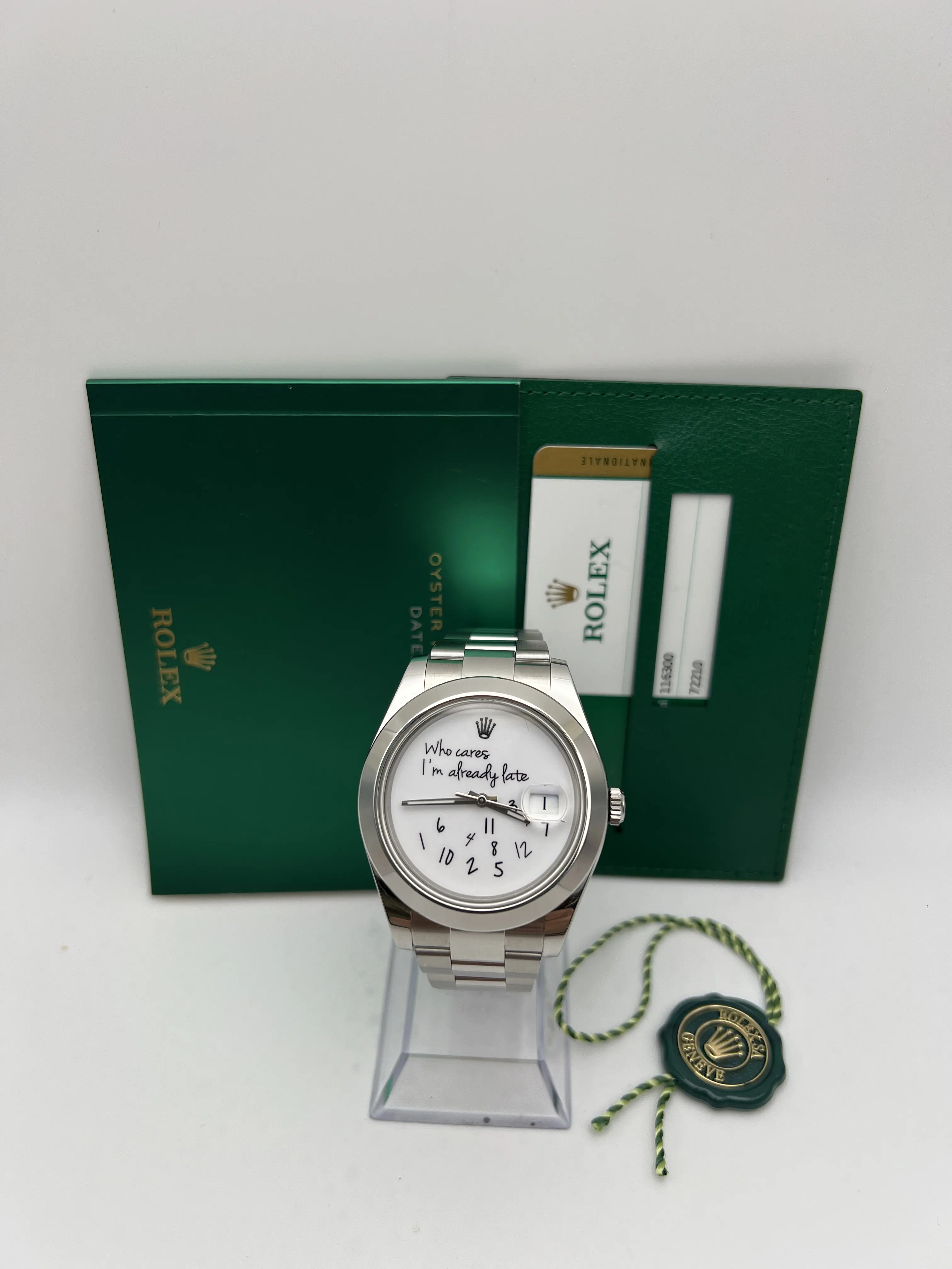 Rolex Datejust 41mm 116300 Custom Who Cares I'm Already Late