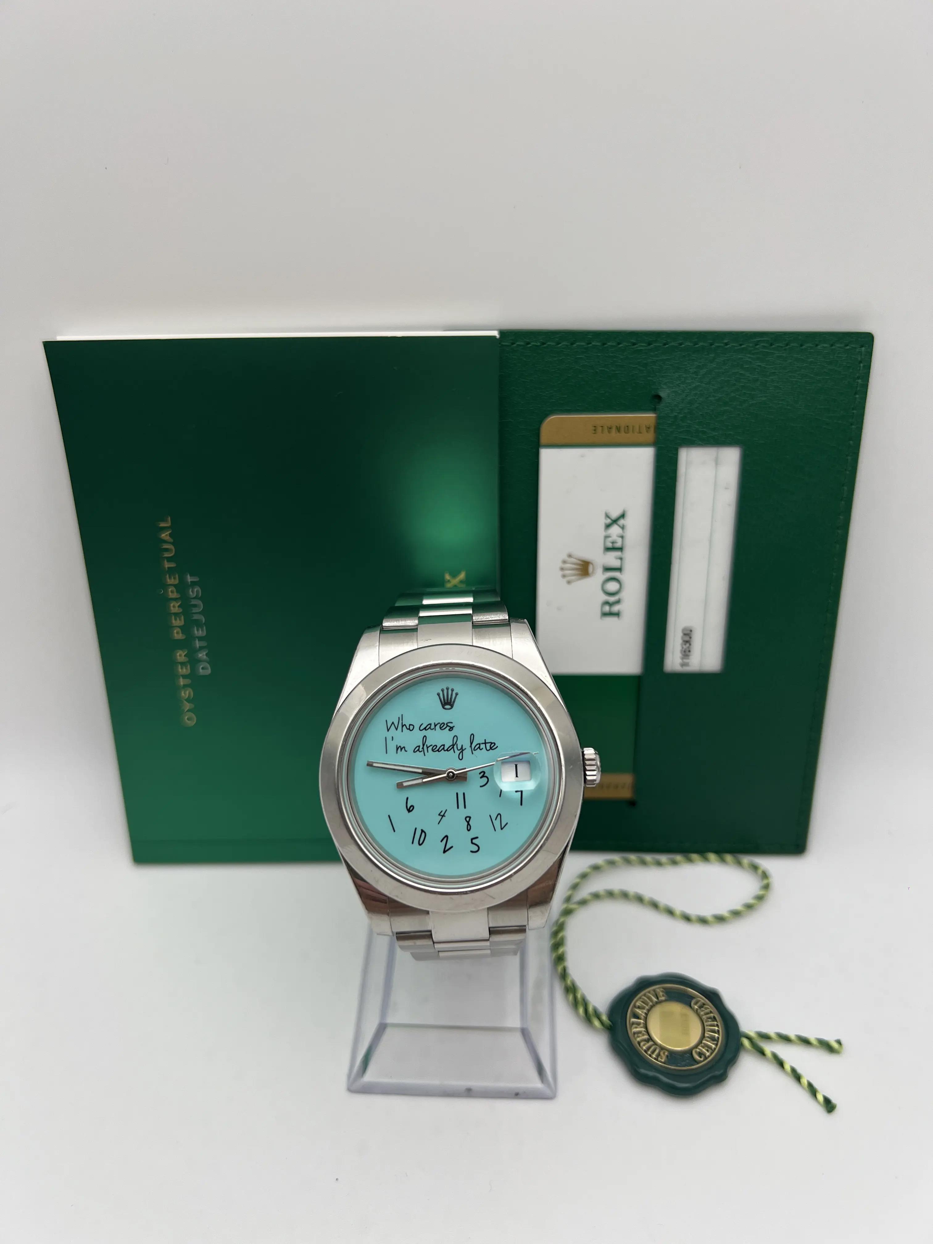 Rolex Datejust 41mm 116300 Custom Turquoise Who Cares I'm Already