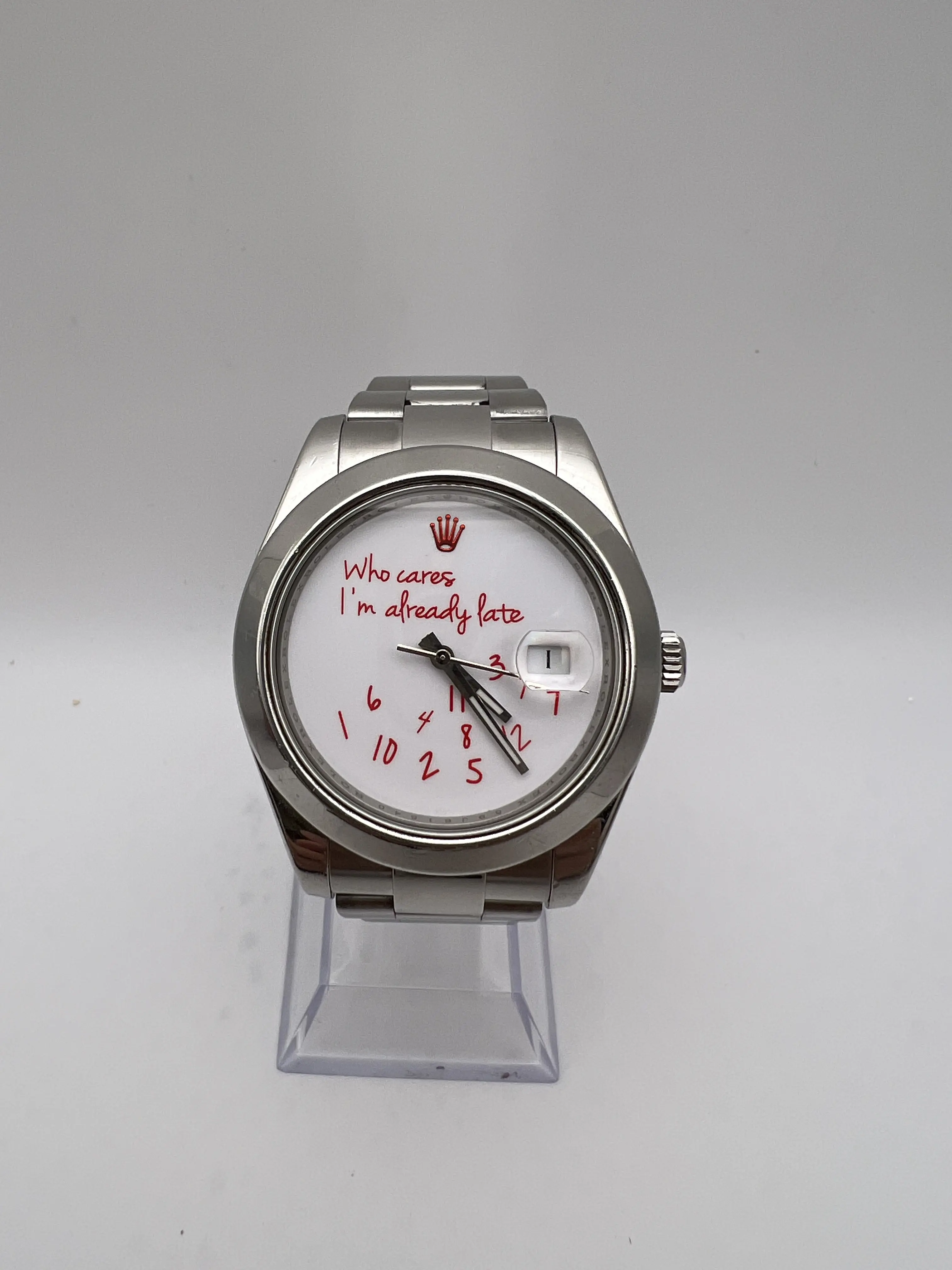 Rolex Datejust II 41mm 116300 Custom Who Cares I'm Already Late