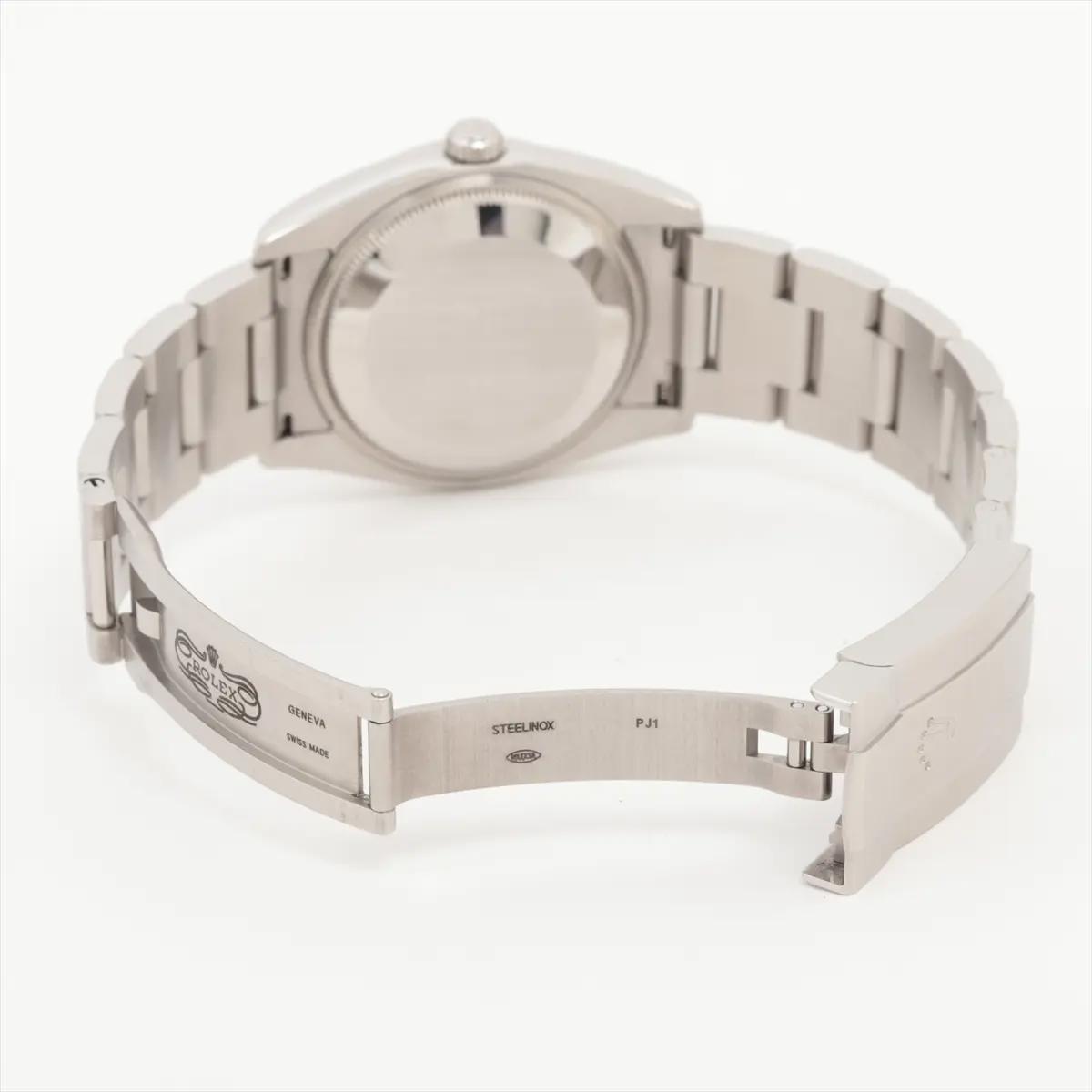 Rolex Air-King 114234 34mm 18K Fluted Silver Orange Arabic Dial