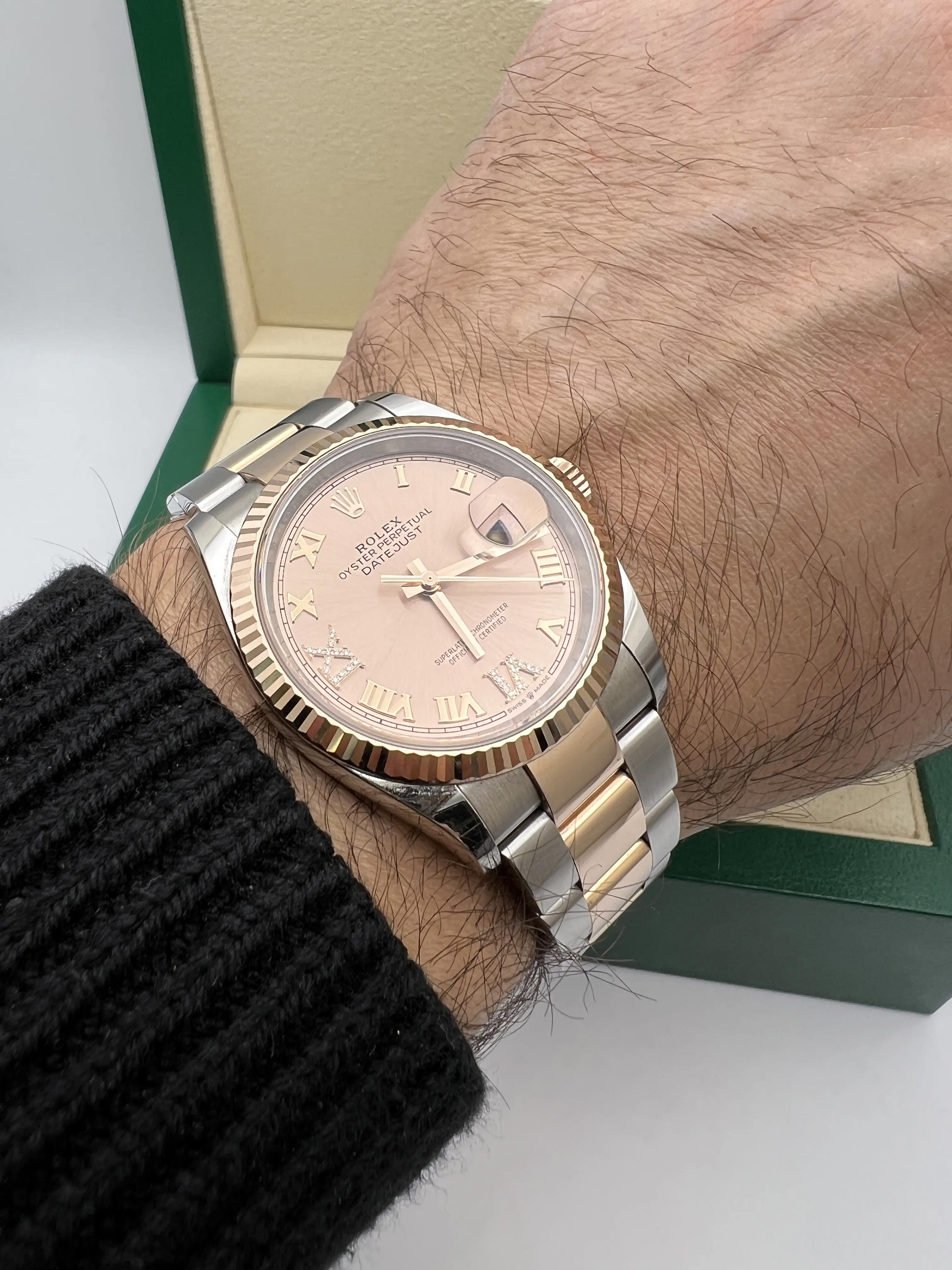 Rolex Datejust 36 126231 18K Rose Pink VI IX 6+9 Diamond