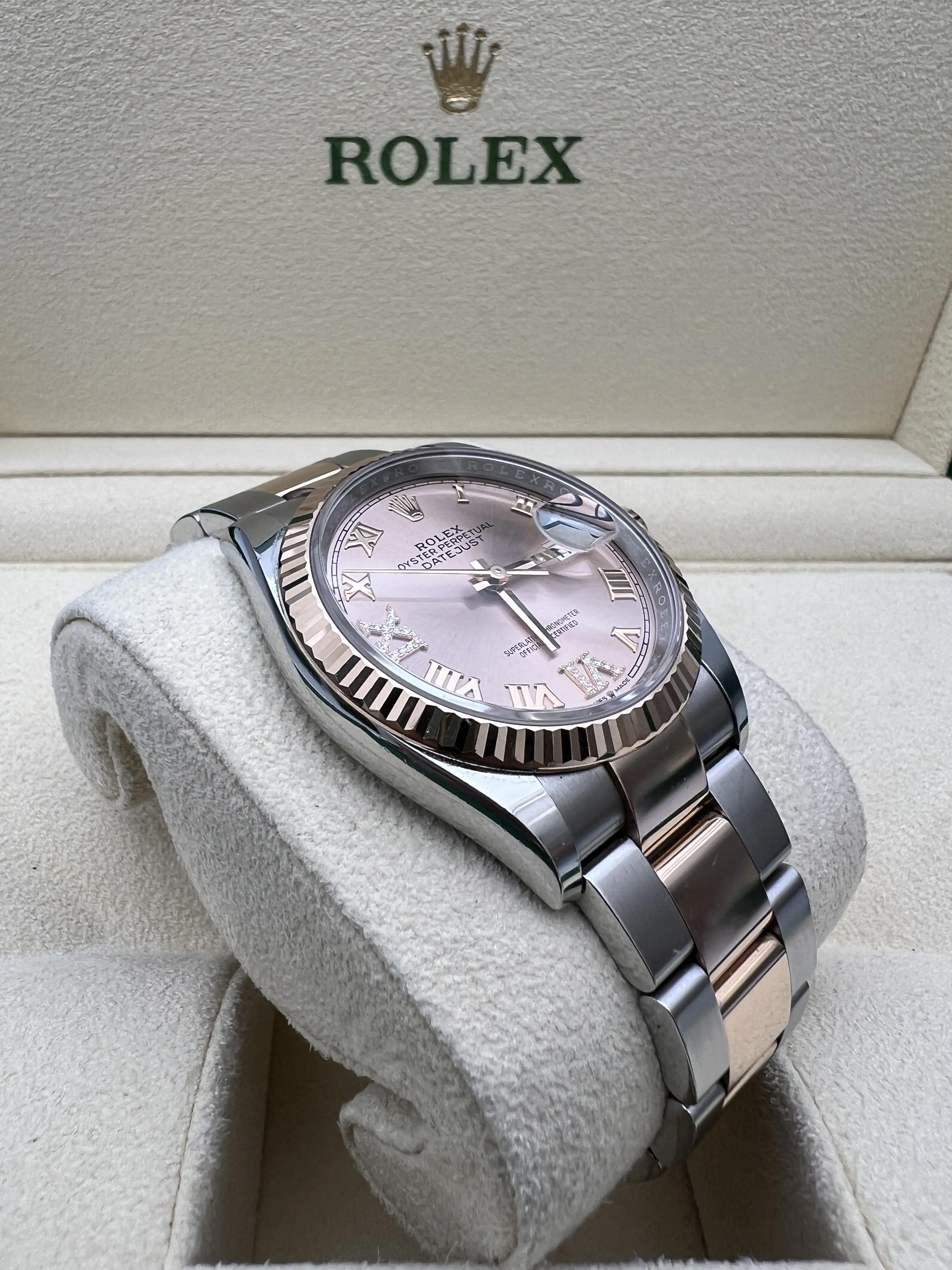 Rolex Datejust 36 Fluted / Pink / Diamond-Set Roman
