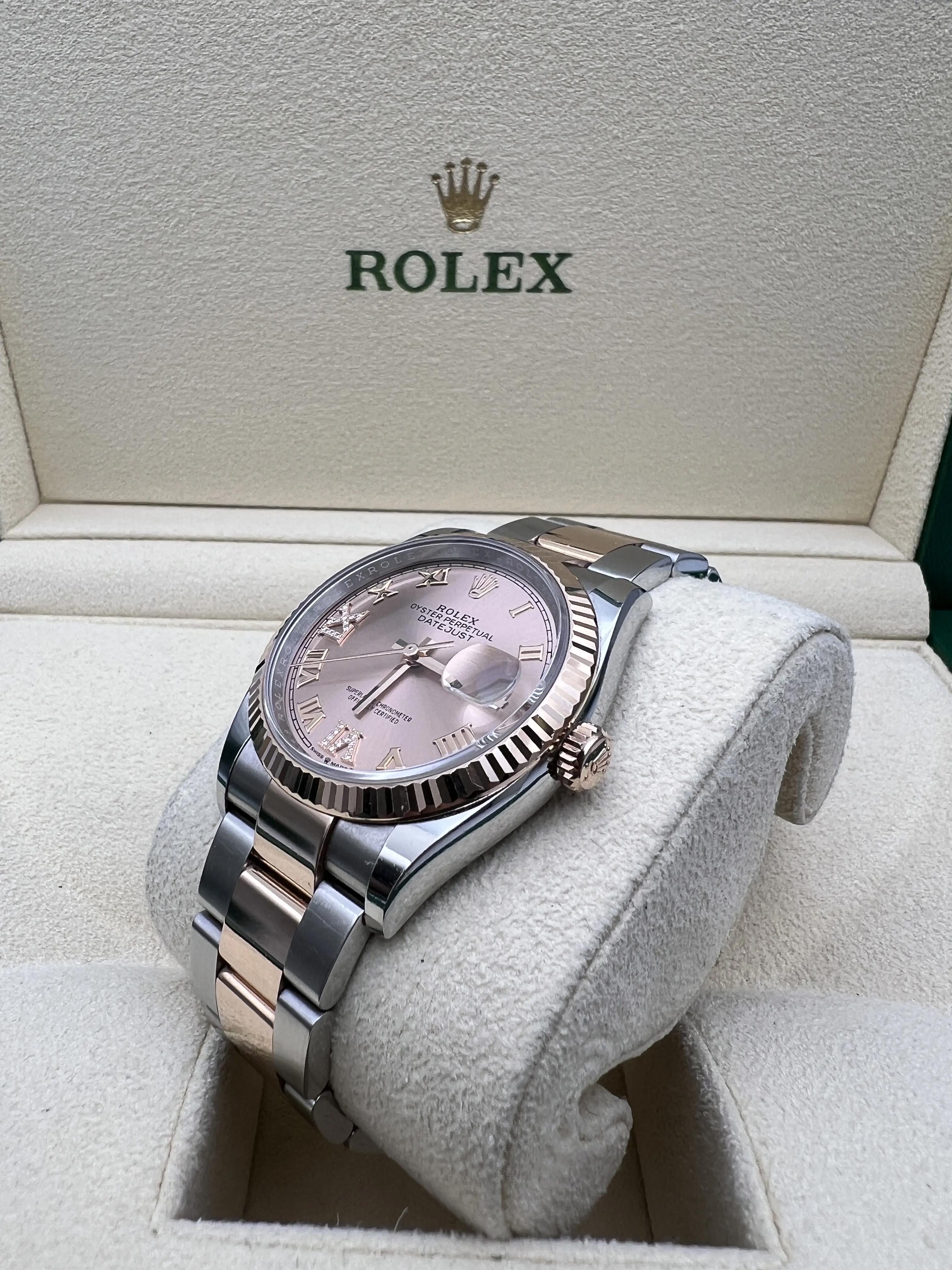 Rolex Datejust 36 126231 18K Rose Pink VI IX 6+9 Diamond