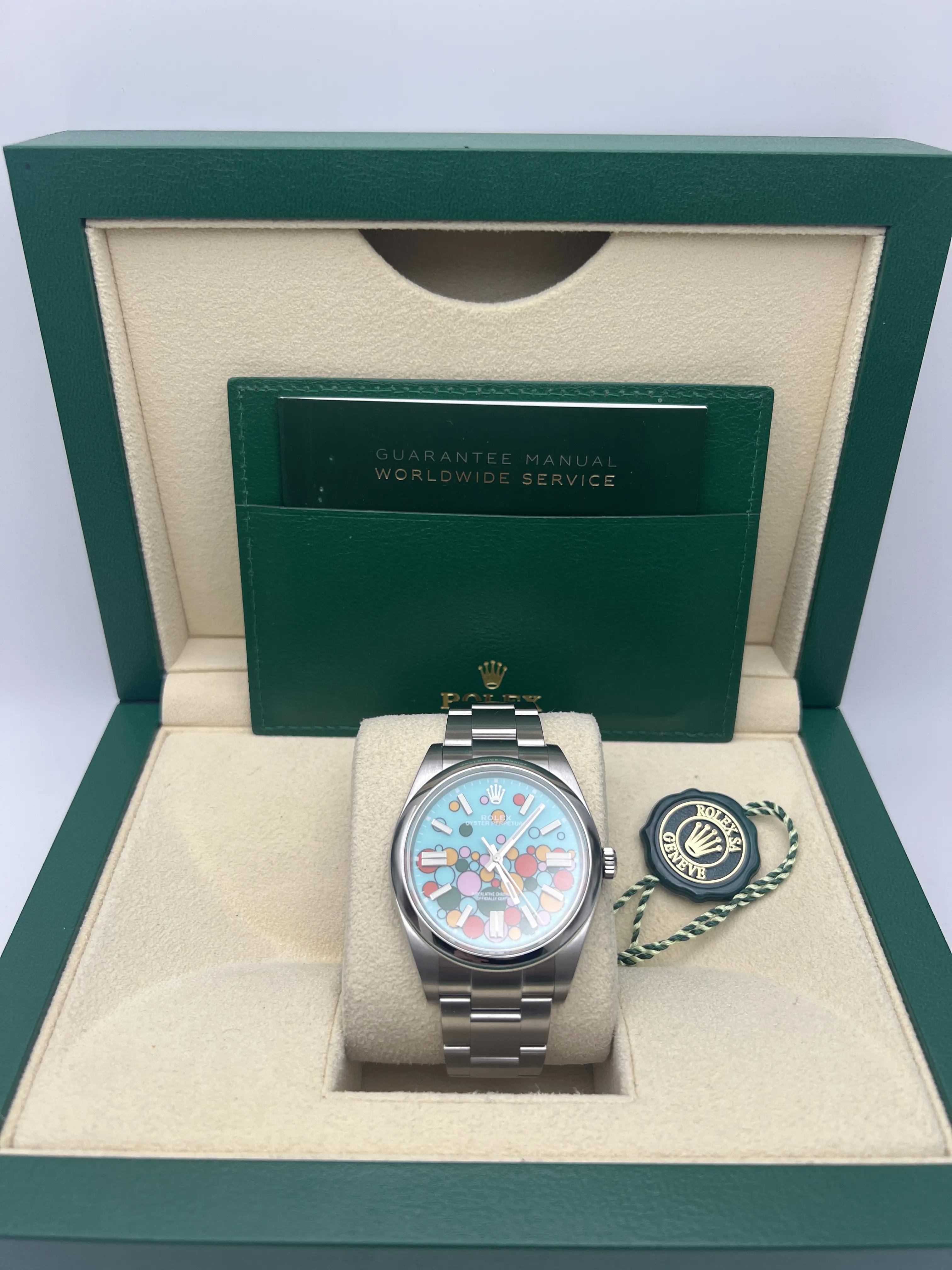 Rolex Oyster Perpetual 39mm 114300 Custom Celebration Dial Box Set