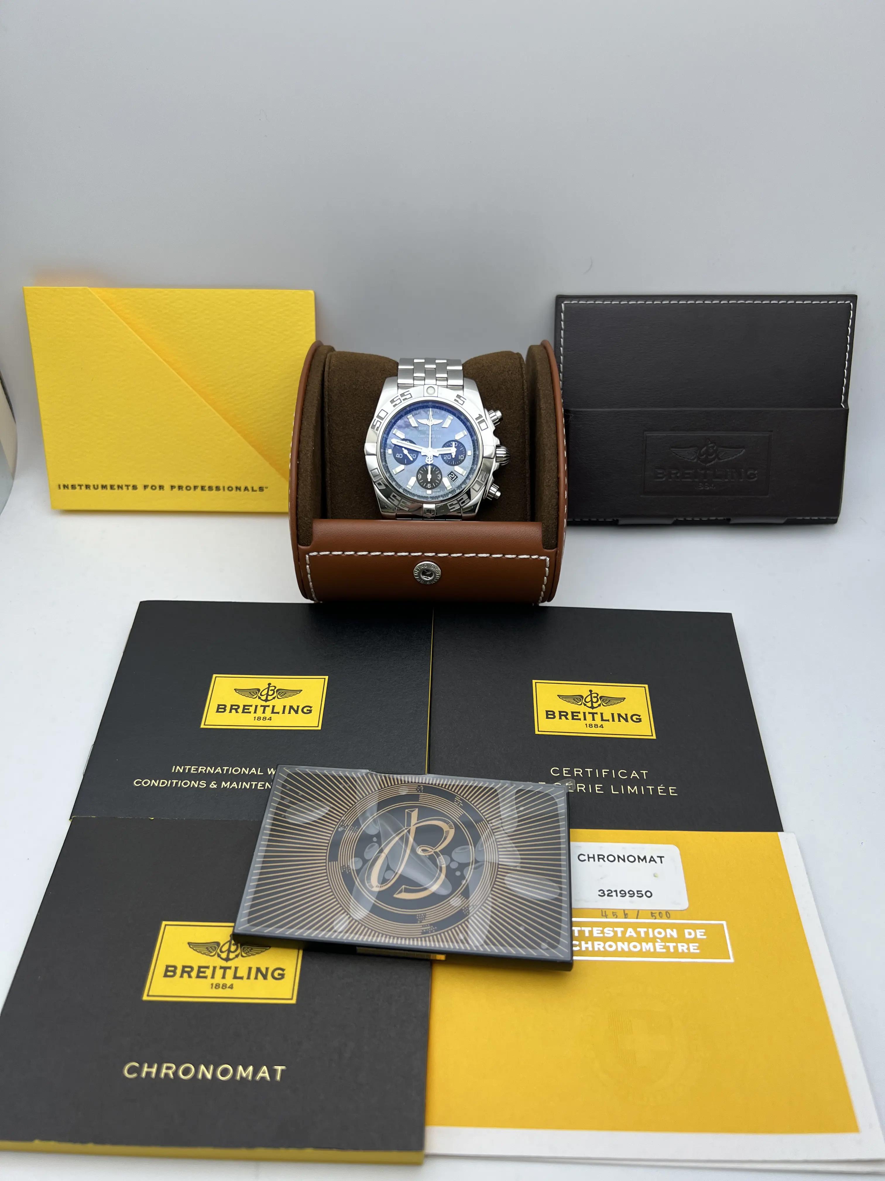 Breitling Chronomat 44mm Blue Mother of Pearl Dial Limited Box