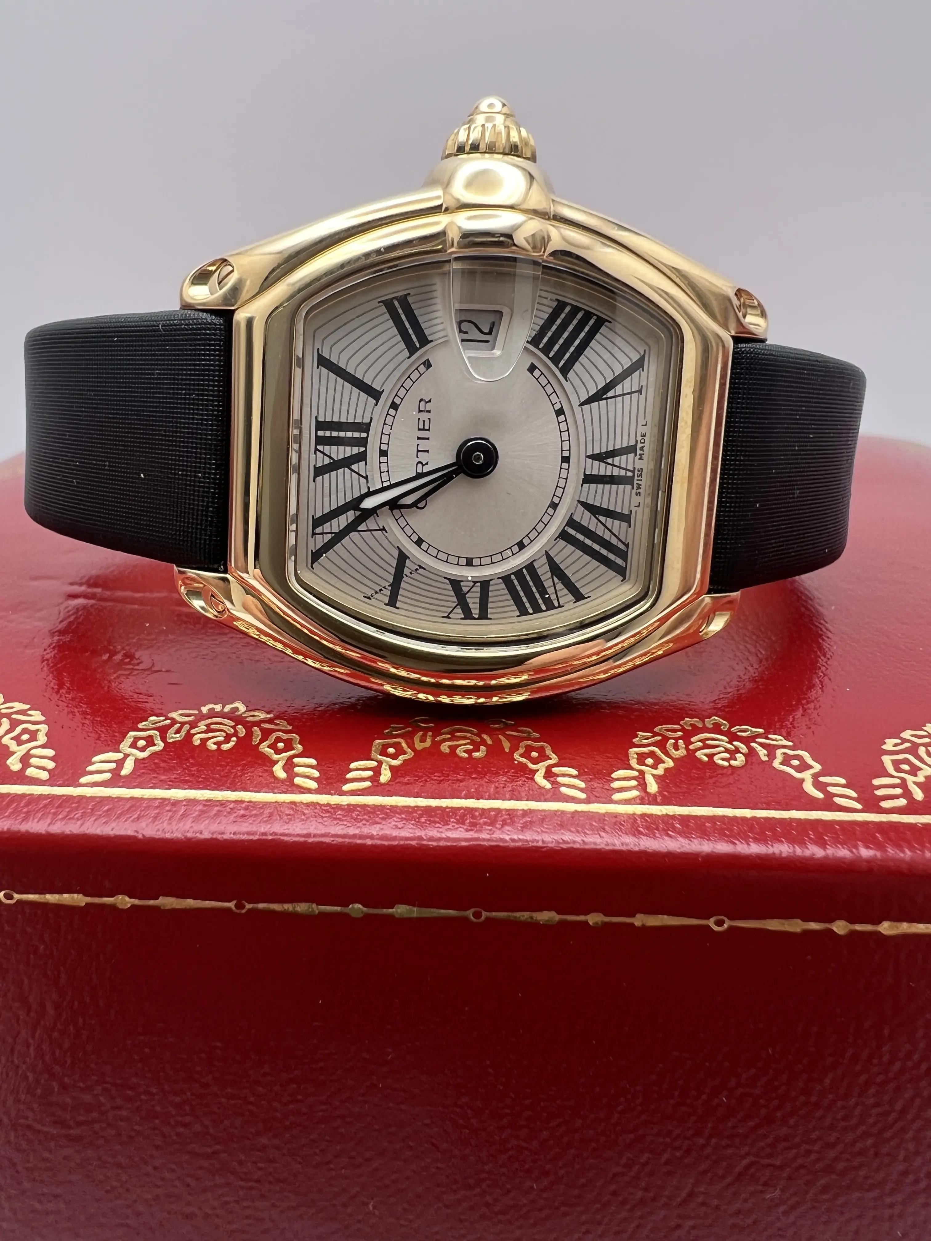 Cartier Roadster 31mm 18K Yellow Gold Silver Dial Box Papers