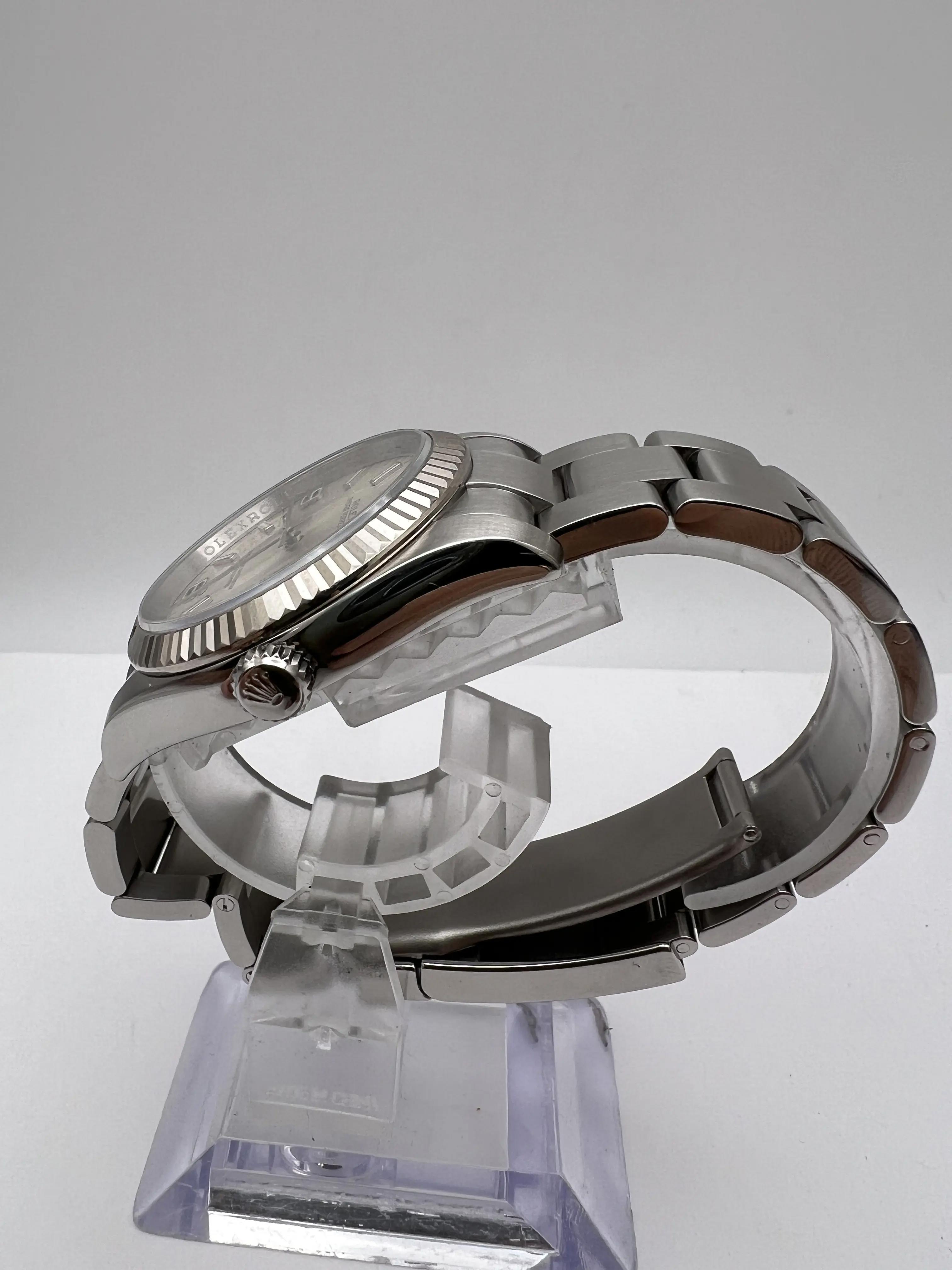 Rolex Oyster Perpetual 36mm 116034 18K Fluted Bezel Silver Arabic