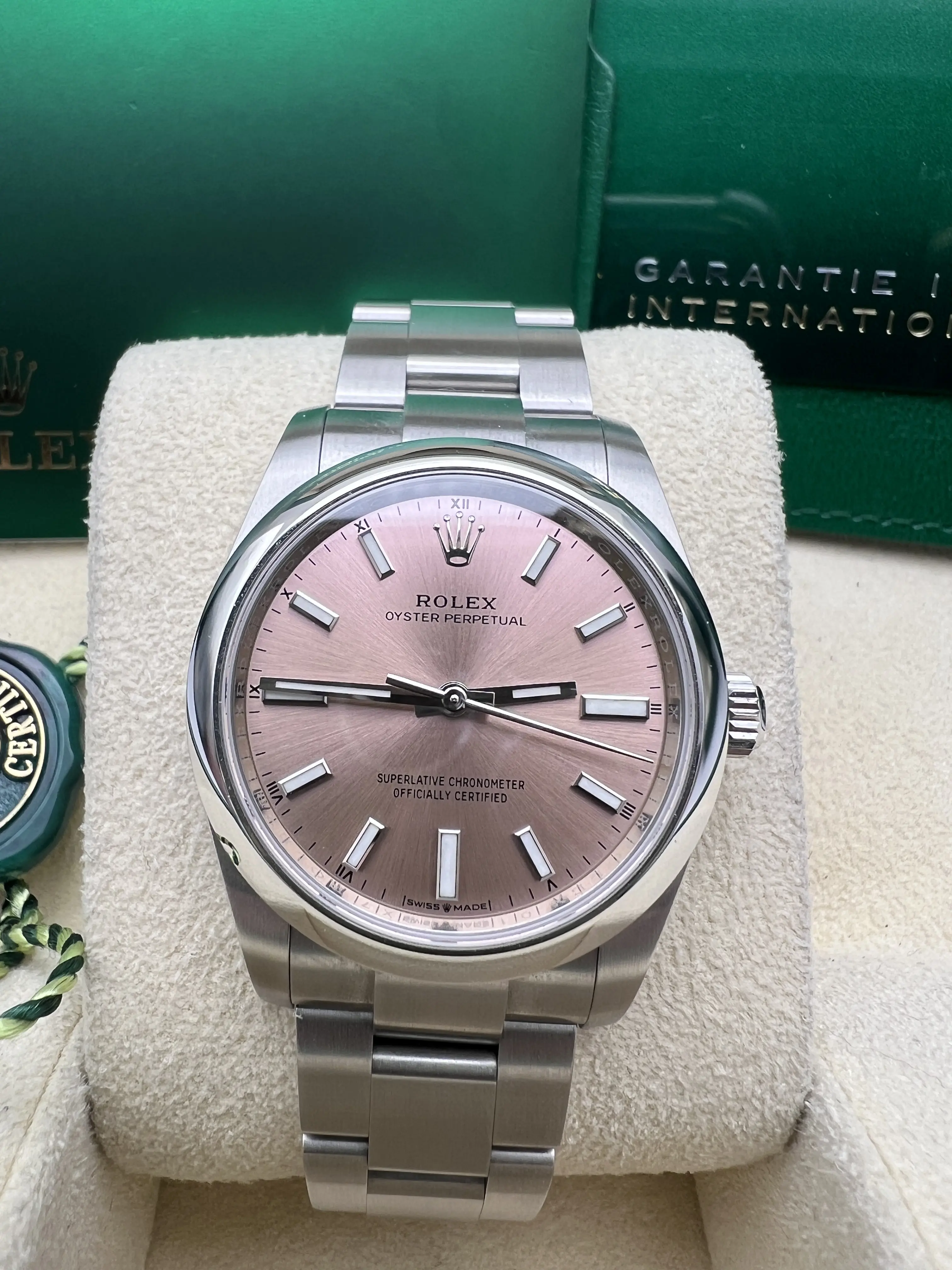 Rolex Oyster Perpetual 34mm 124200 Pink Dial Box Papers | eBay
