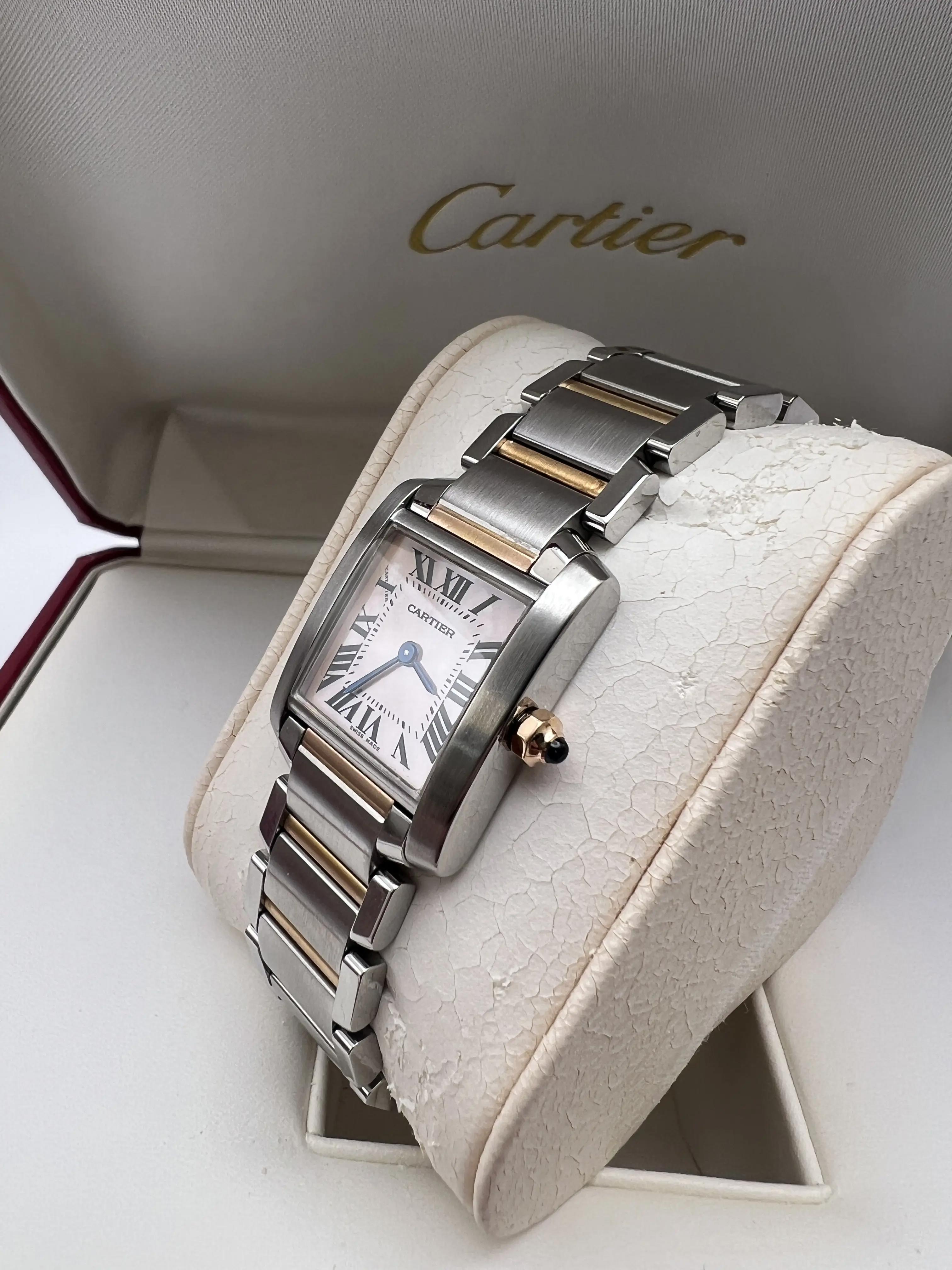 Cartier Tank Francaise Small 18K Two Tone Rose Pink MOP Dial Box