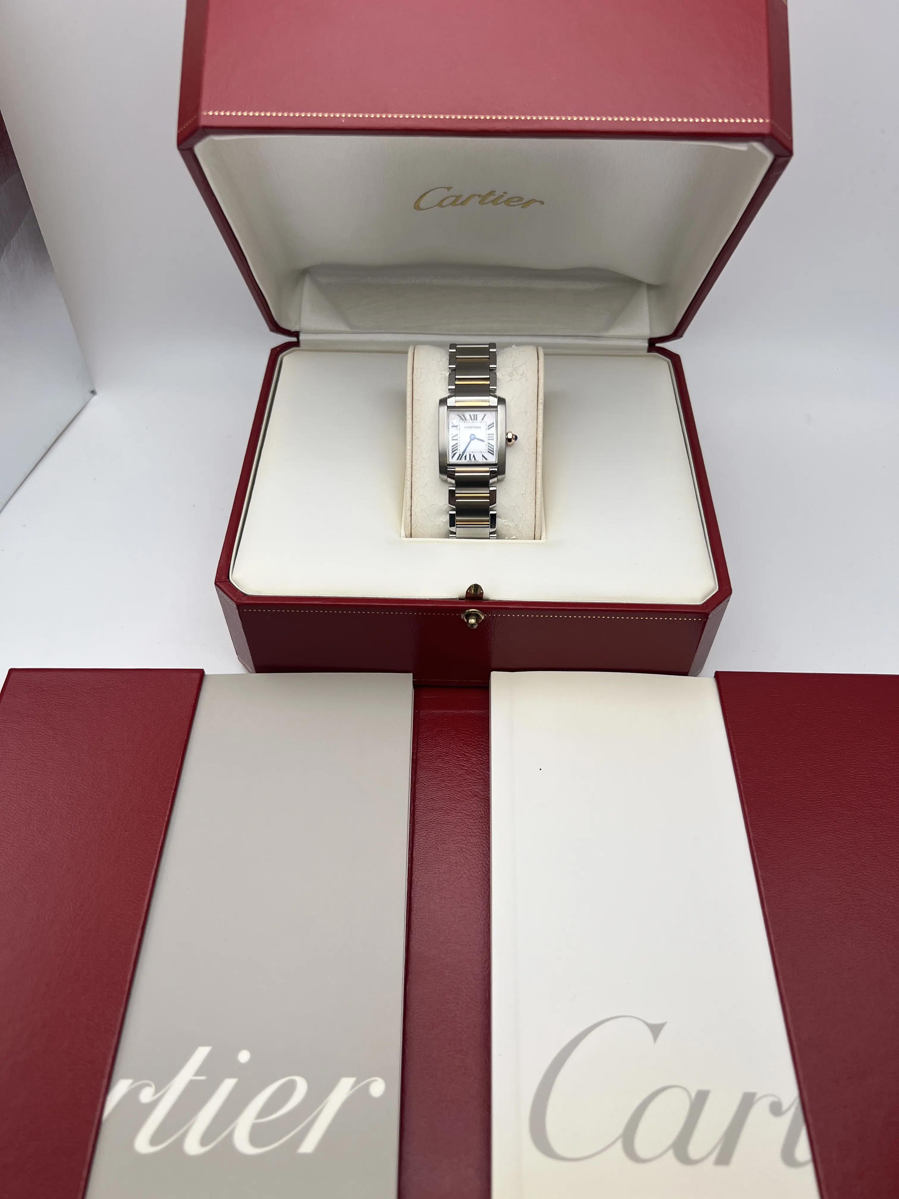 Cartier Tank Francaise Small 18K Two Tone Rose Pink MOP Dial Box