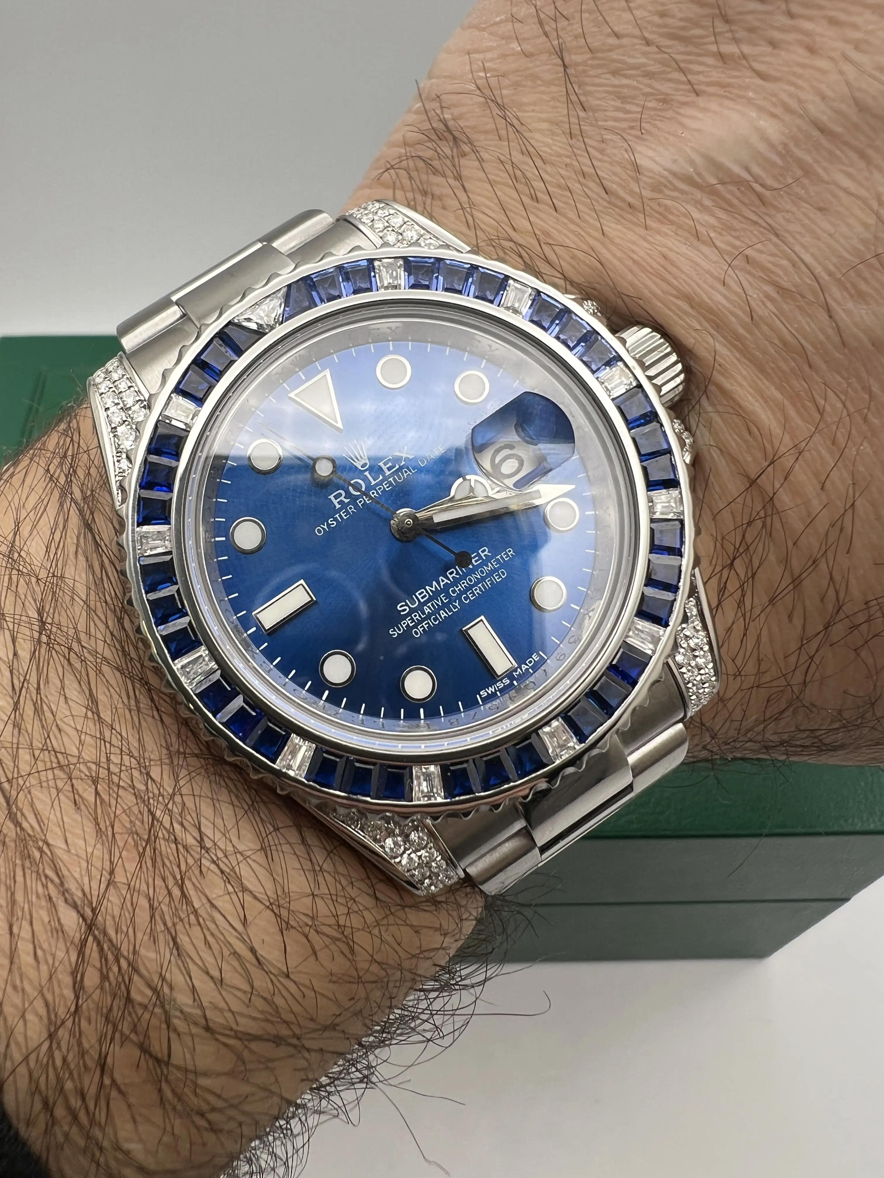 Rolex Submariner 116610 Diamond Sapphires Custom Bezel & Dial