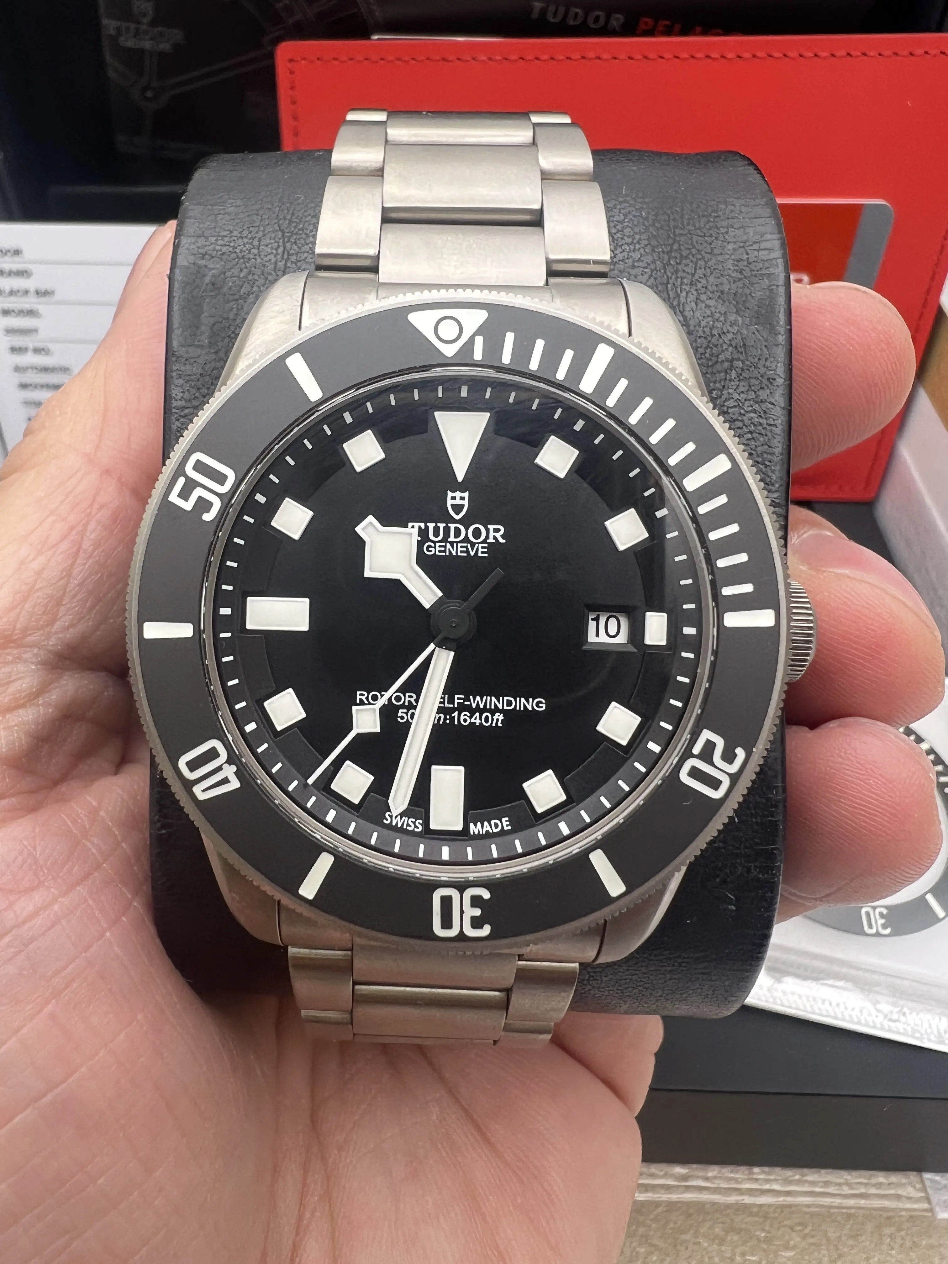 Tudor Pelagos 25500TN 42mm Black Bezel Dial Extra Strap Box Papers