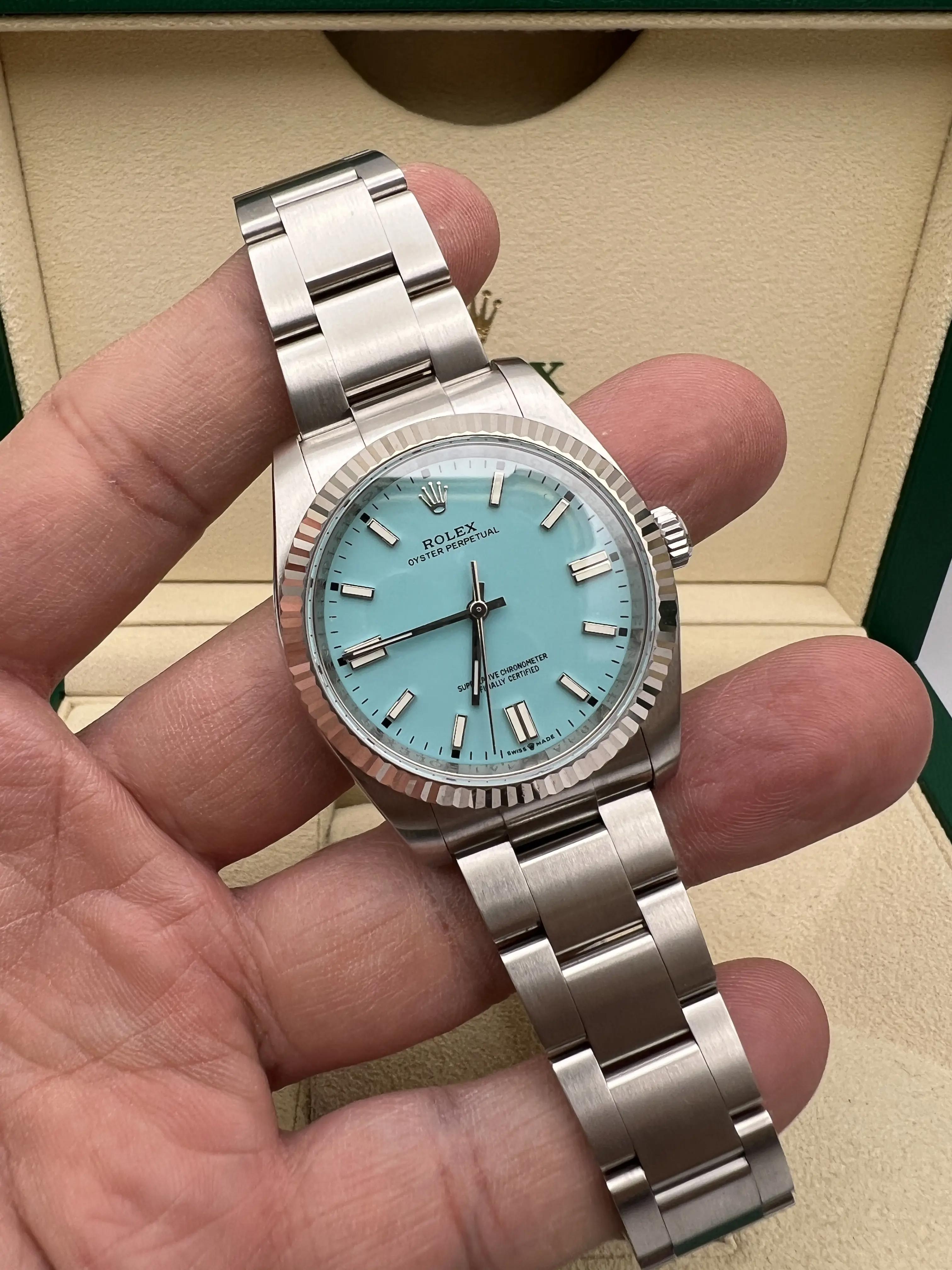 Rolex Oyster Perpetual 36mm 116034 18K Fluted Bezel Custom